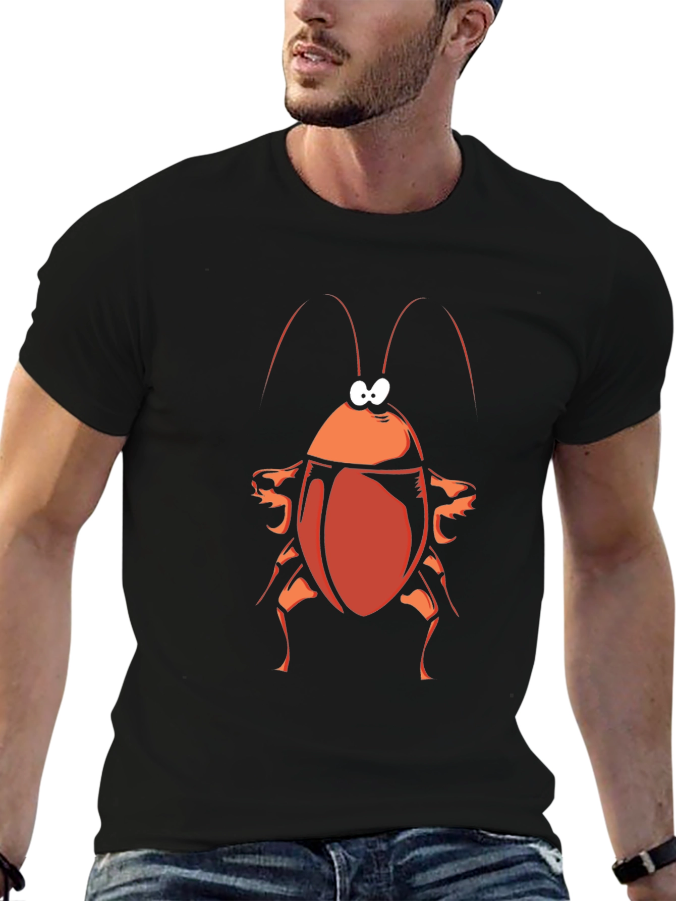 Cartoon Cockroach Graphic Tee - Black
