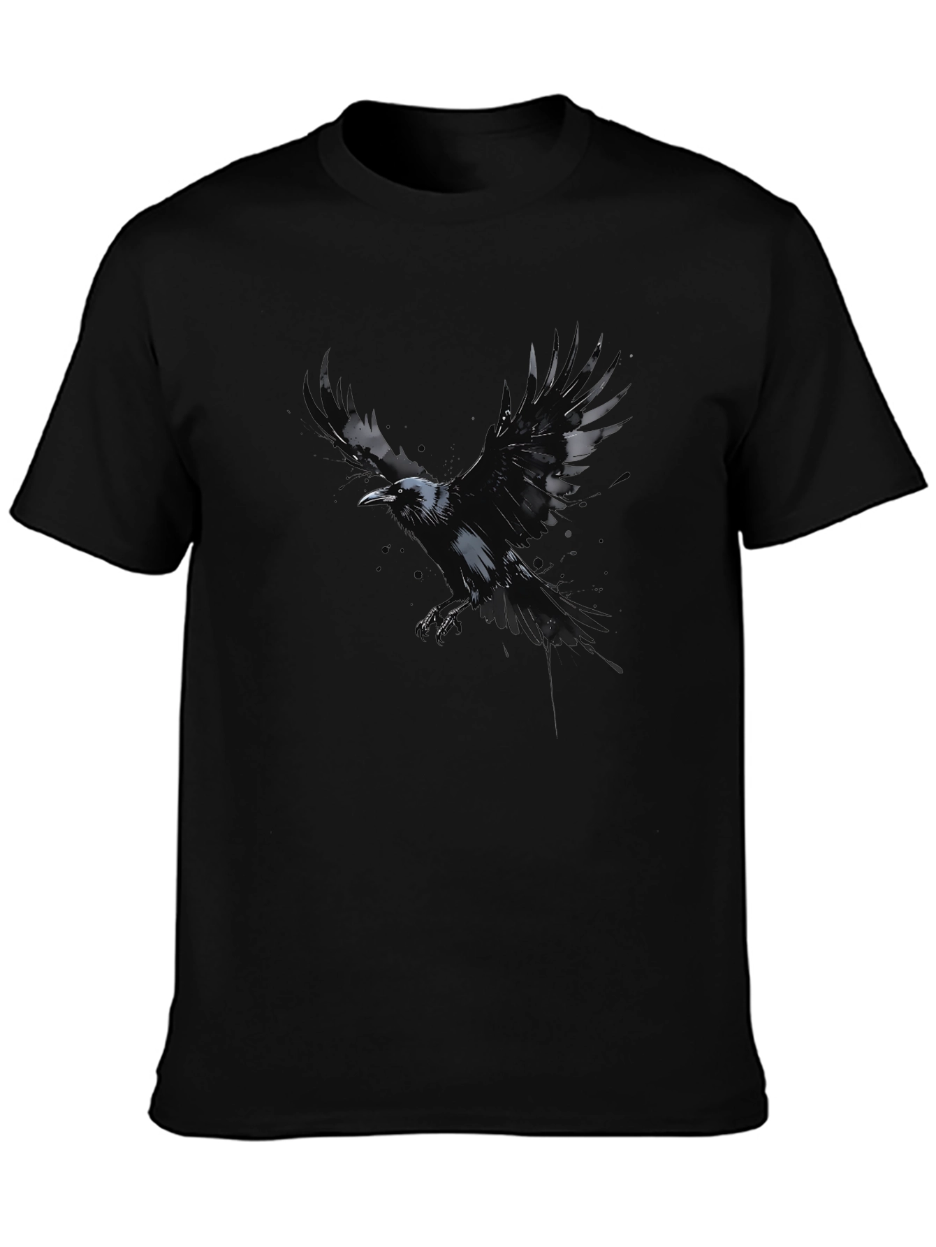 Raven Graphic Black T-Shirt - Mens Crew Neck
