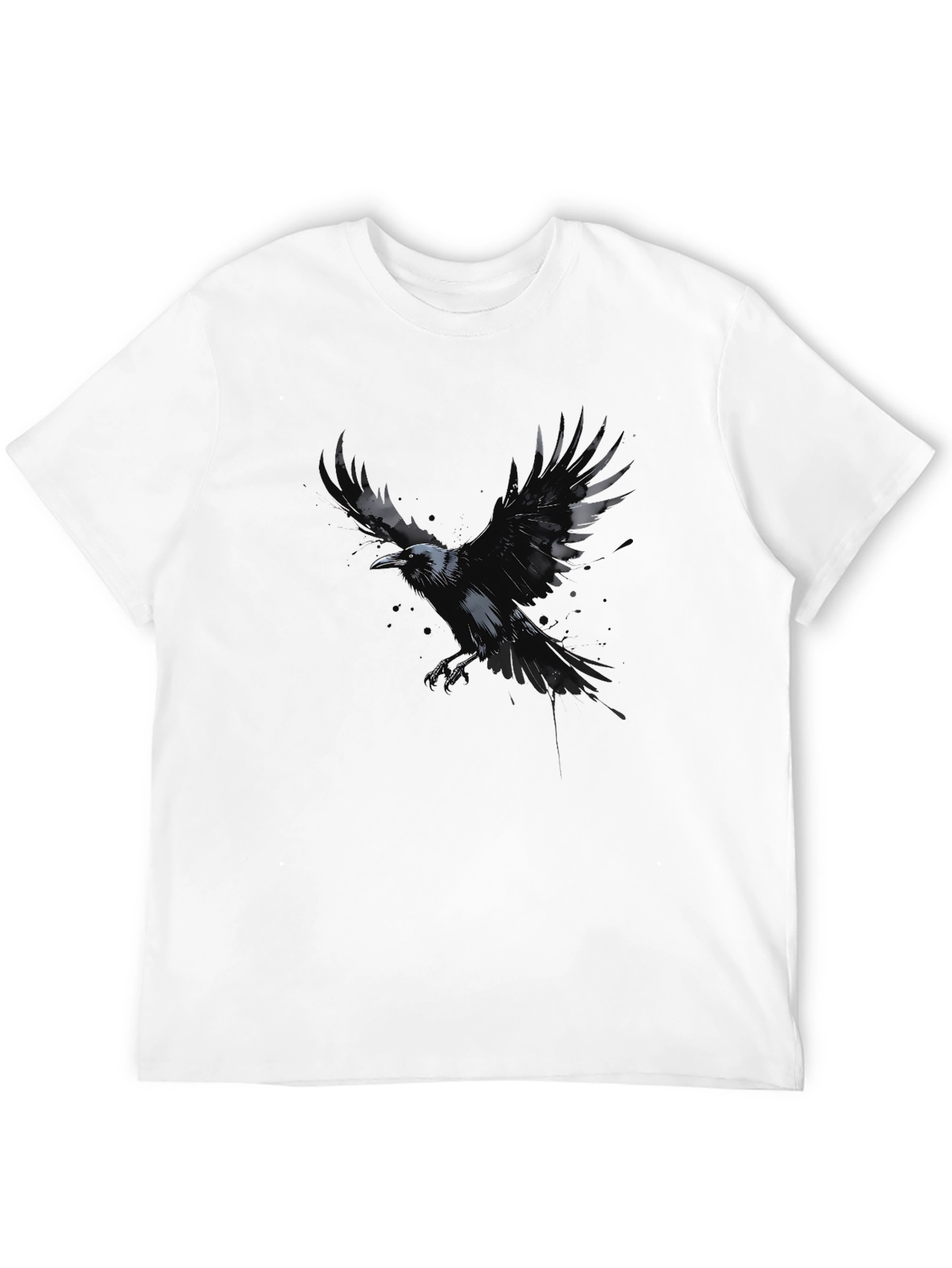 Raven Graphic Black T-Shirt - Mens Crew Neck