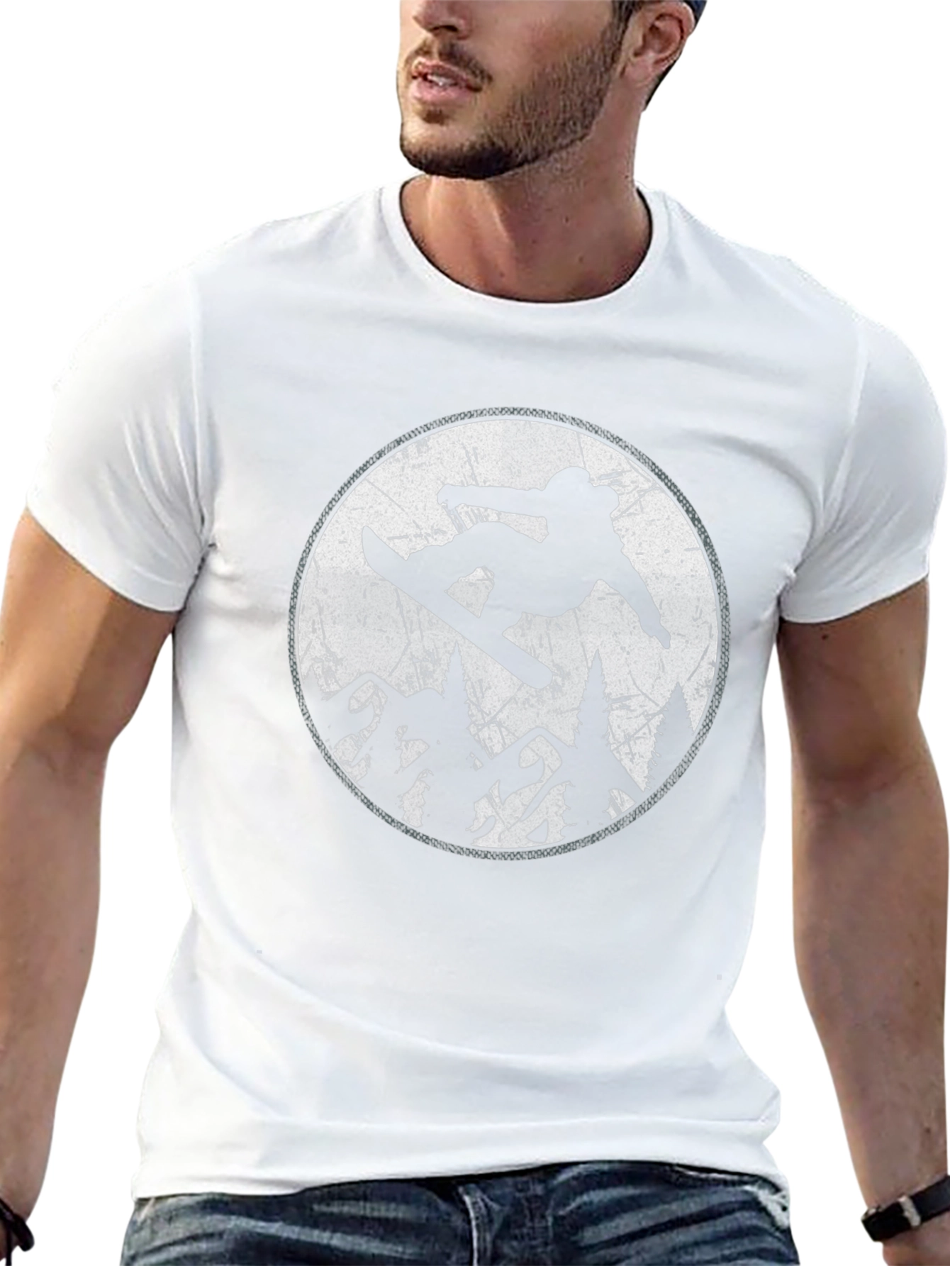 Snowboarder Graphic Tee - Black Mountain Design T-Shirt