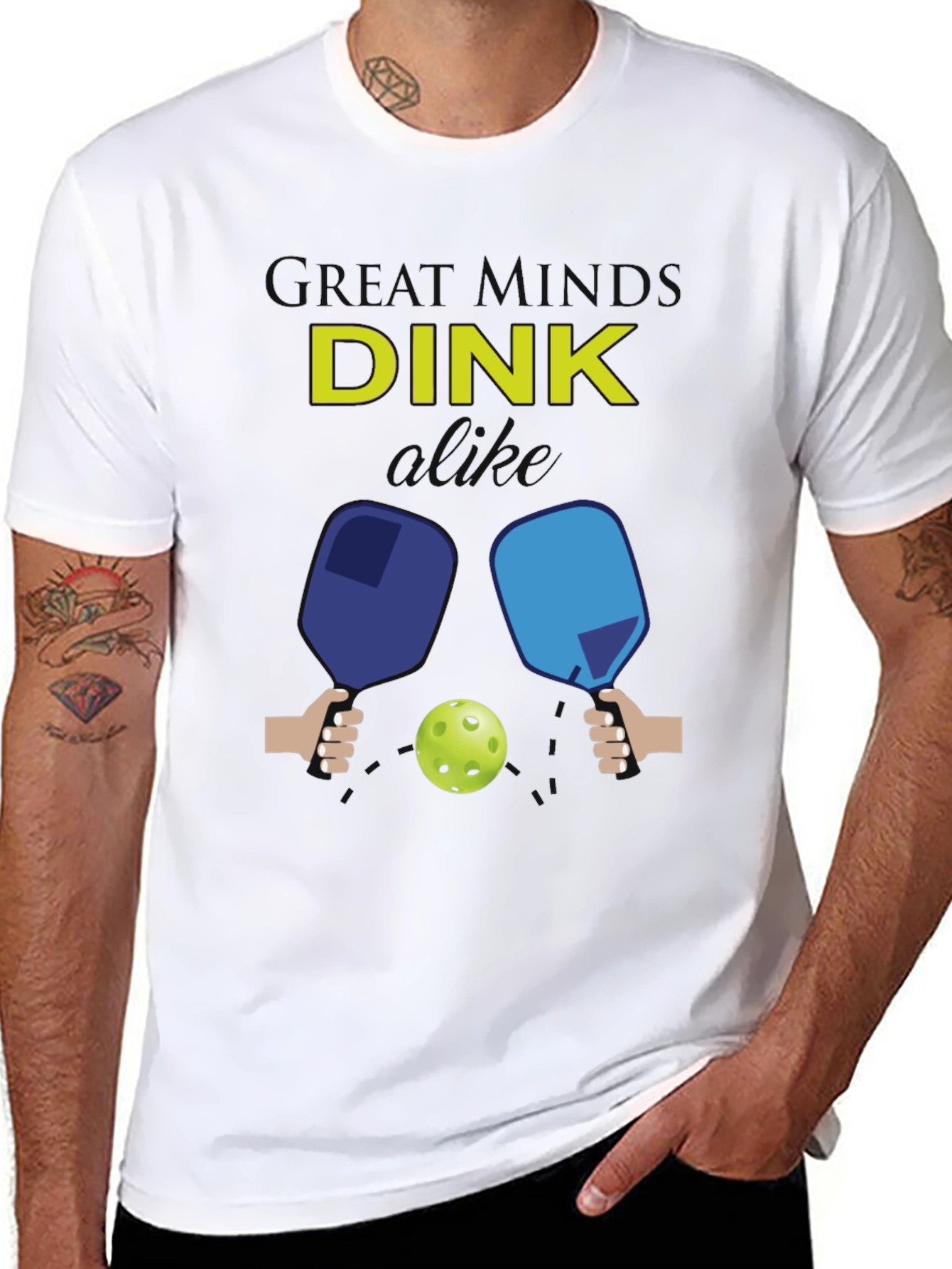 Funny Pickleball T-Shirt - Great Minds DINK Alike