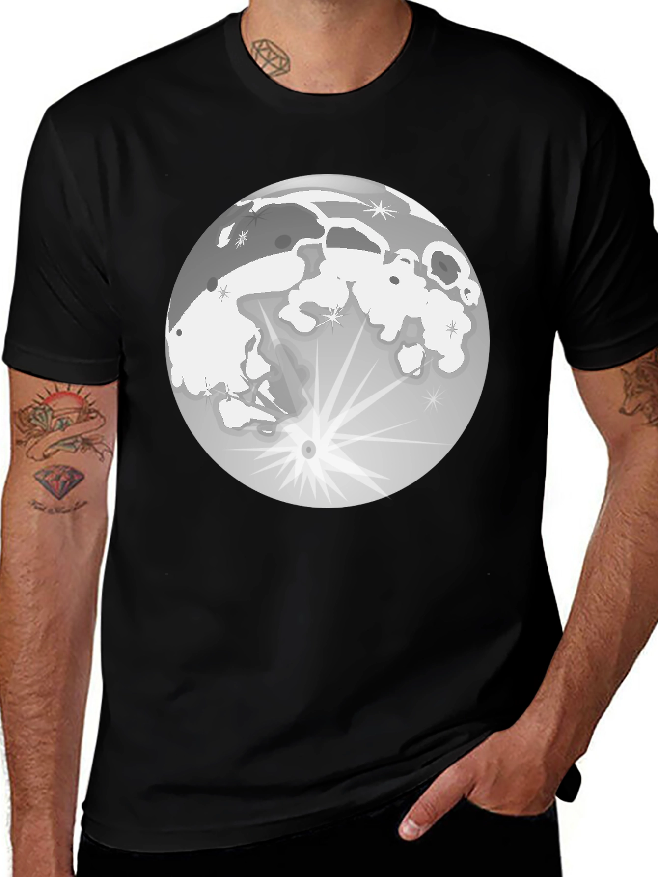 Lunar Eclipse Graphic T-Shirt - Black Cotton