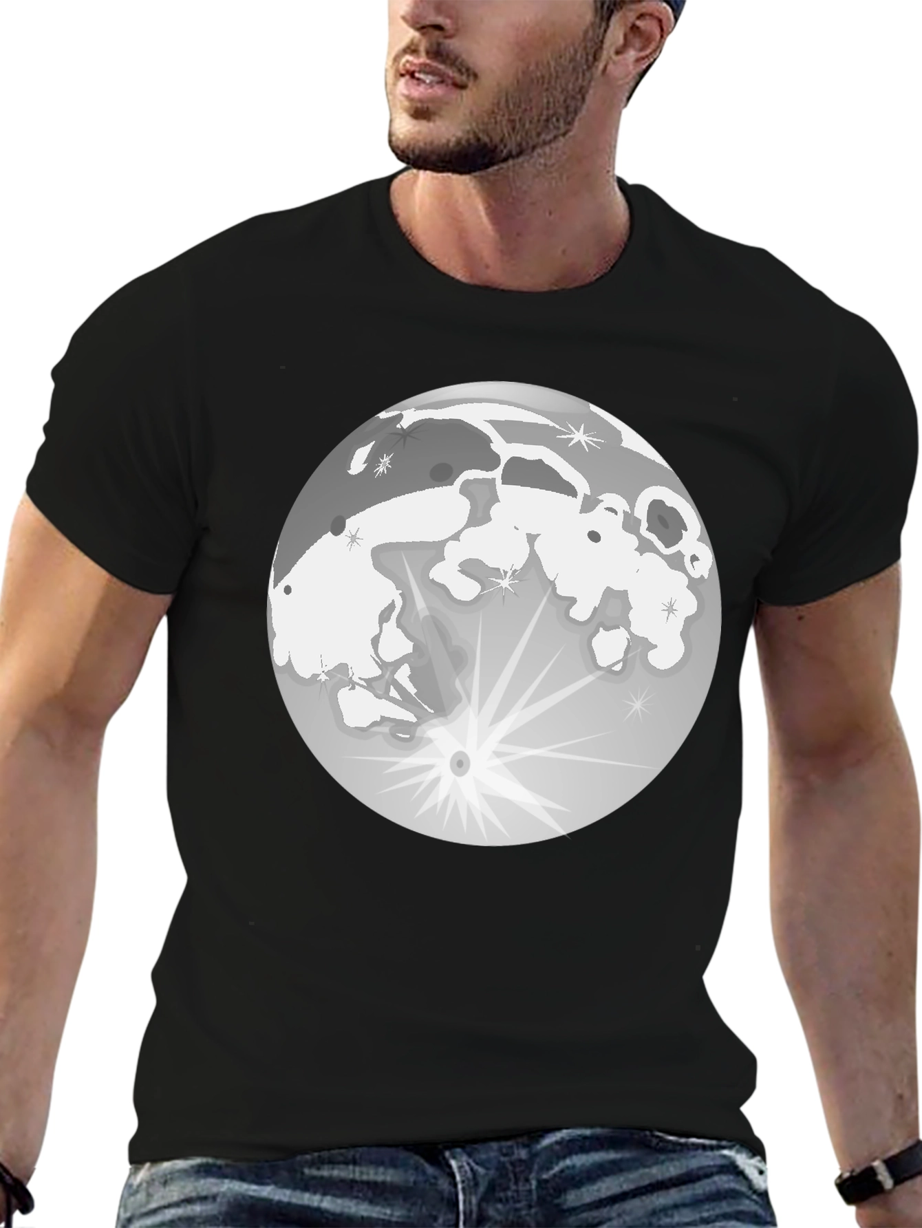 Lunar Eclipse Graphic T-Shirt - Black Cotton