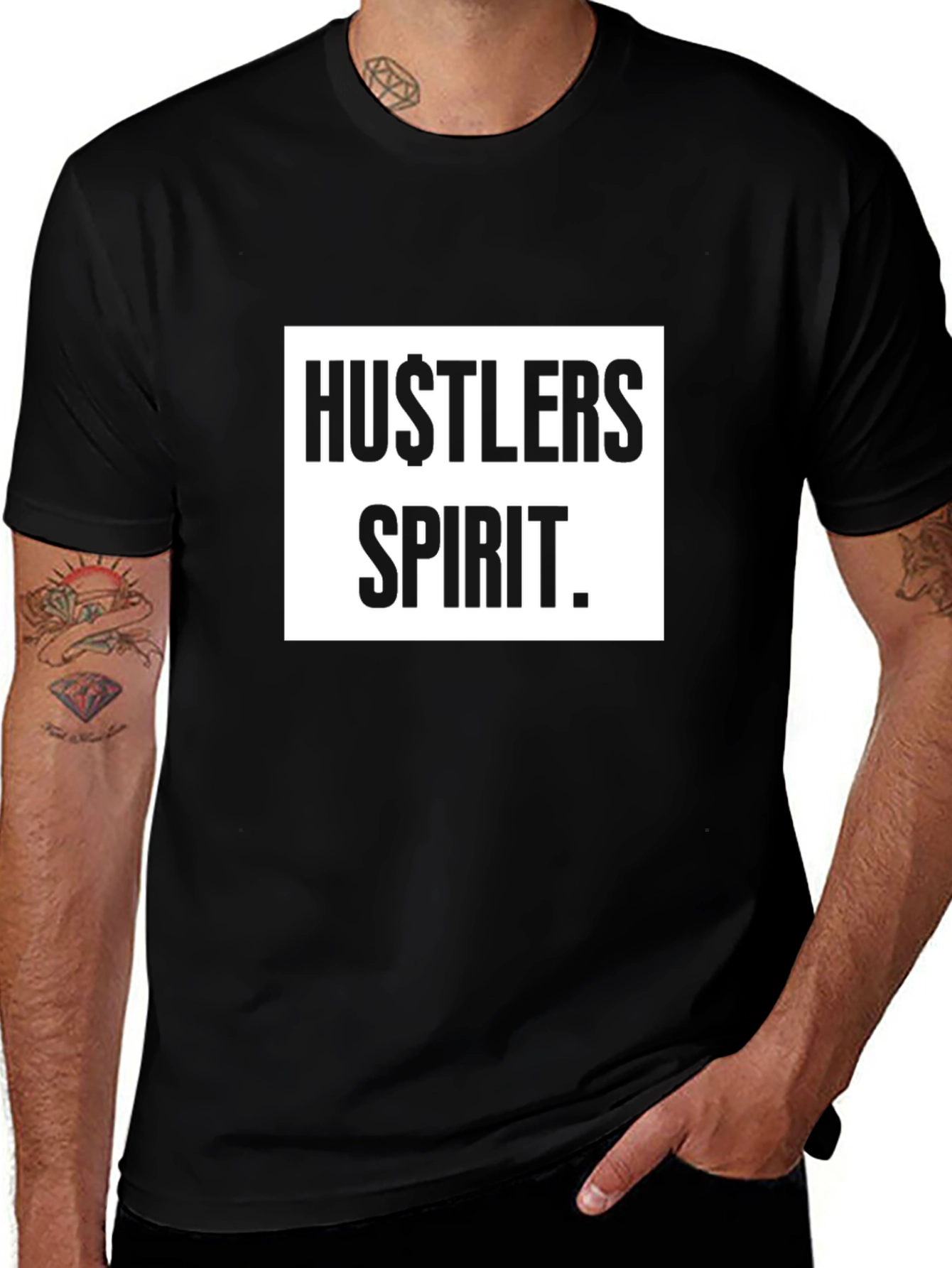 Hustlers Spirit Black Graphic Tee