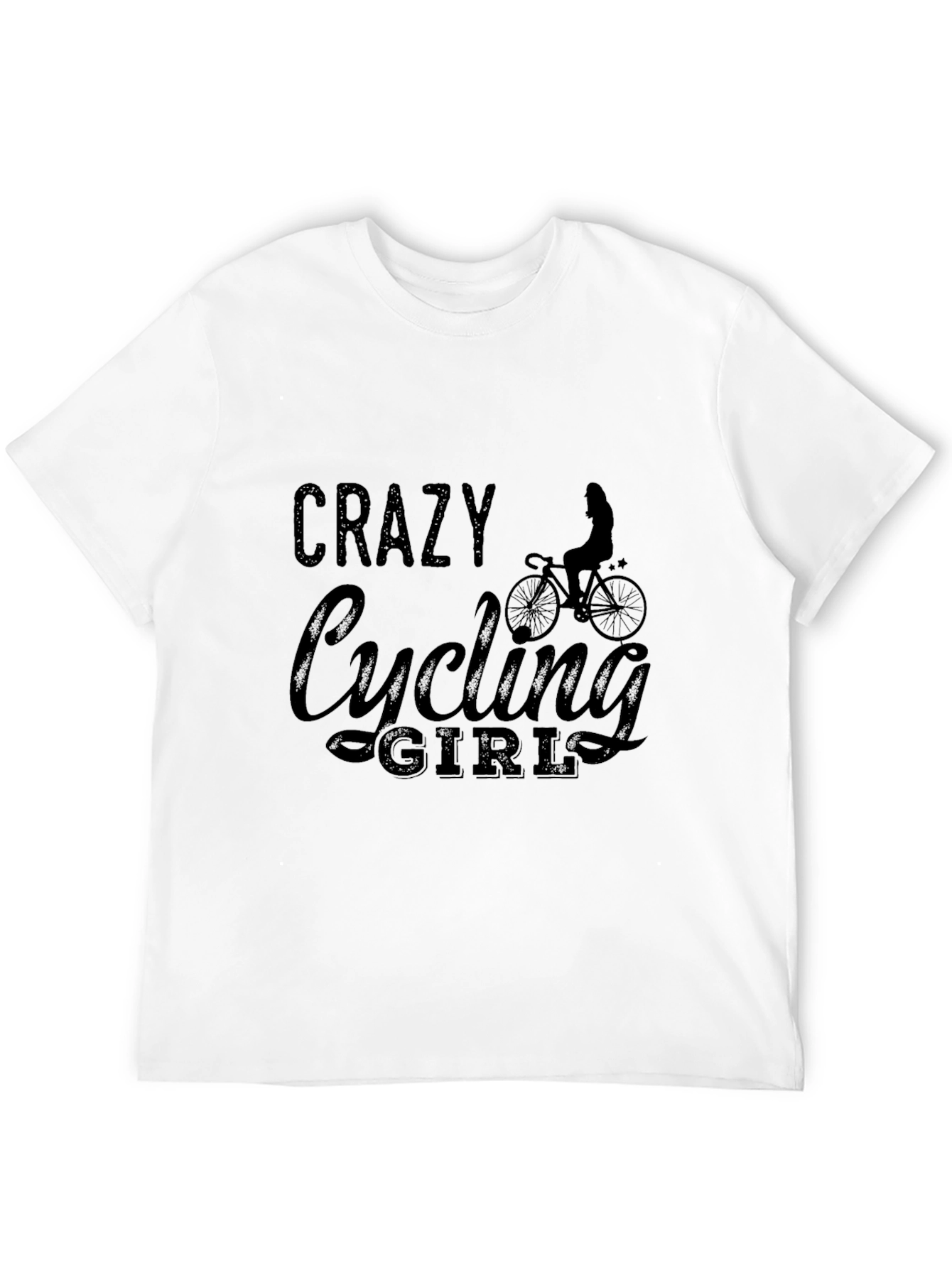 Crazy Cycling Girl Black T-Shirt