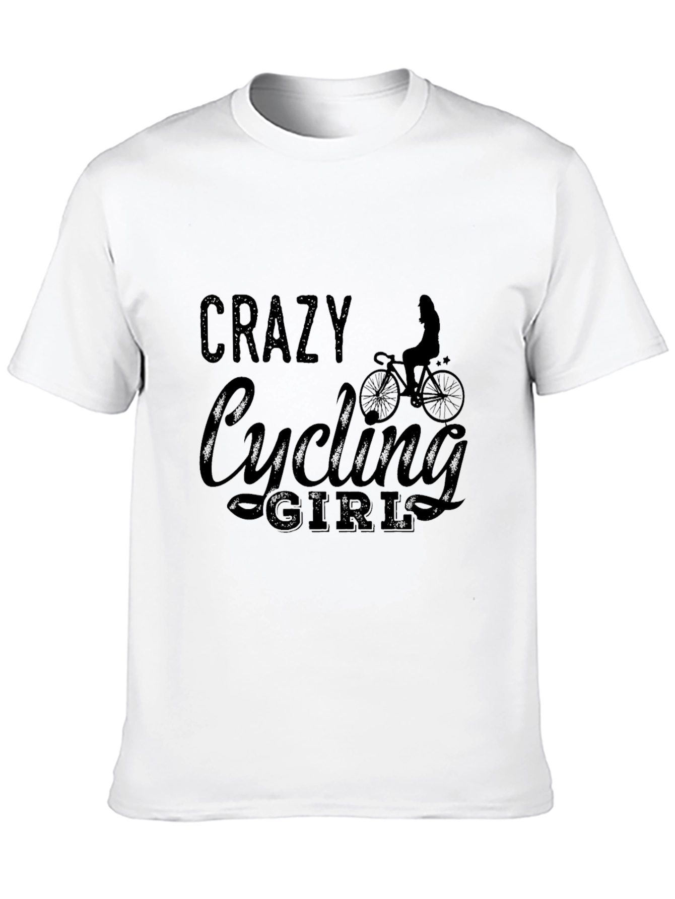 Crazy Cycling Girl Black T-Shirt