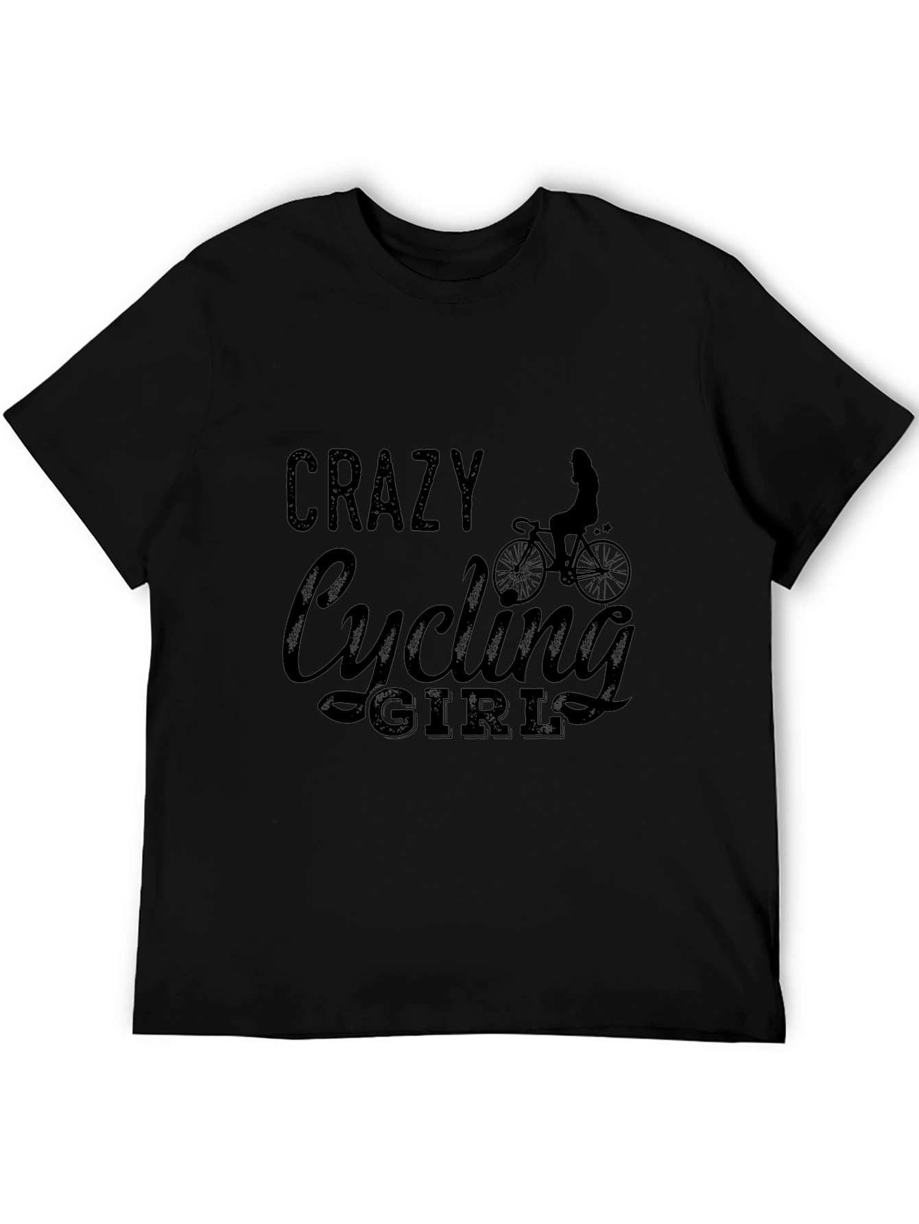 Crazy Cycling Girl Black T-Shirt