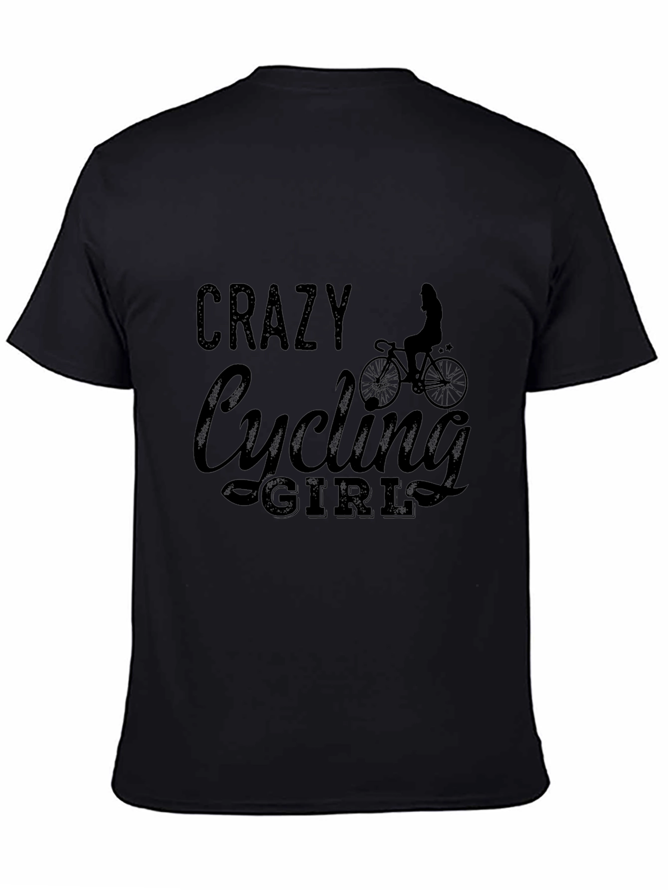 Crazy Cycling Girl Black T-Shirt