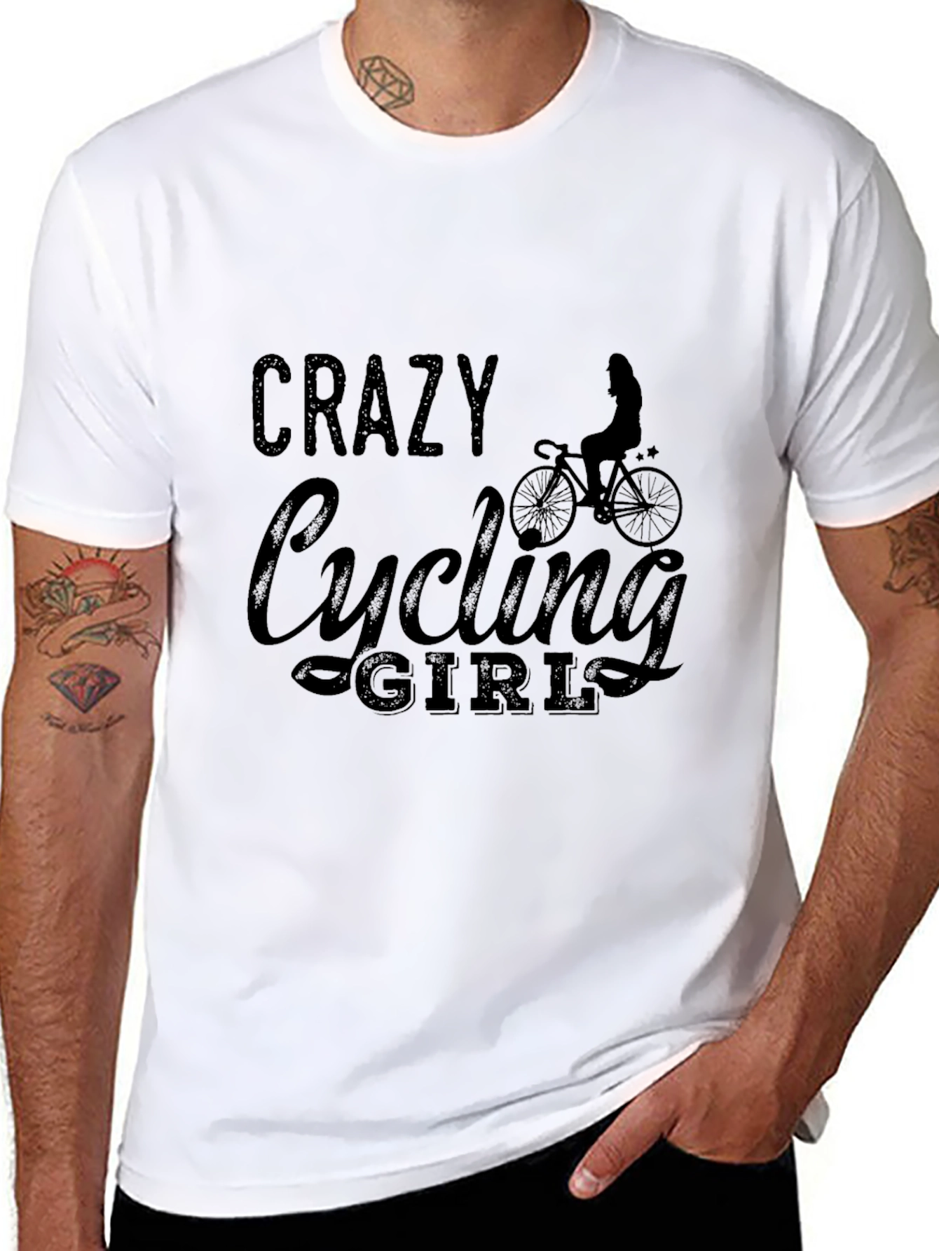 Crazy Cycling Girl Black T-Shirt