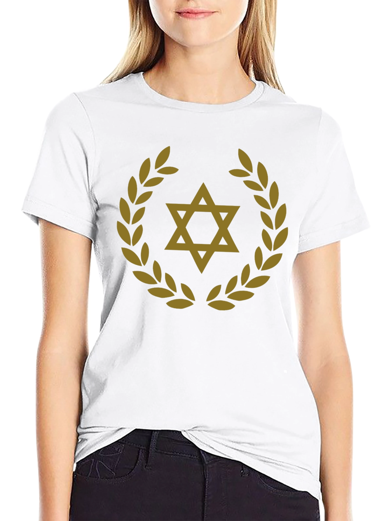 Star of David Laurel Wreath T-Shirt - Black