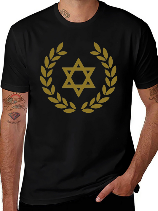 Star of David Laurel Wreath T-Shirt - Black