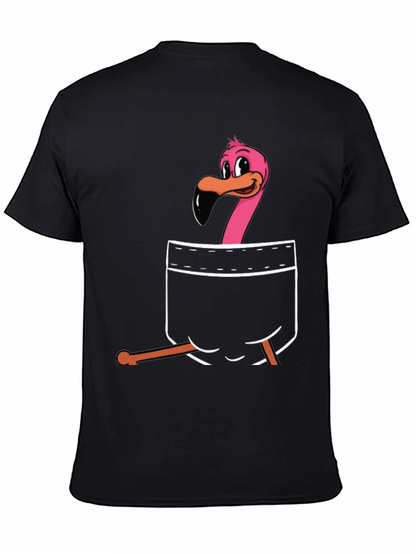 Flamingo Pocket Graphic T-Shirt - Black