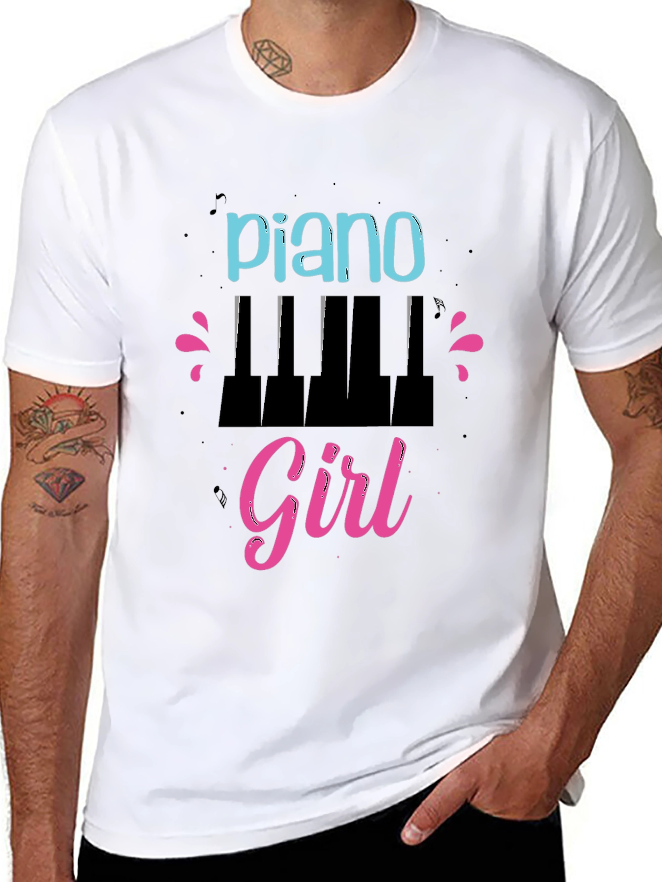 Piano Girl Graphic T-Shirt - Stylish Music Lover Tee