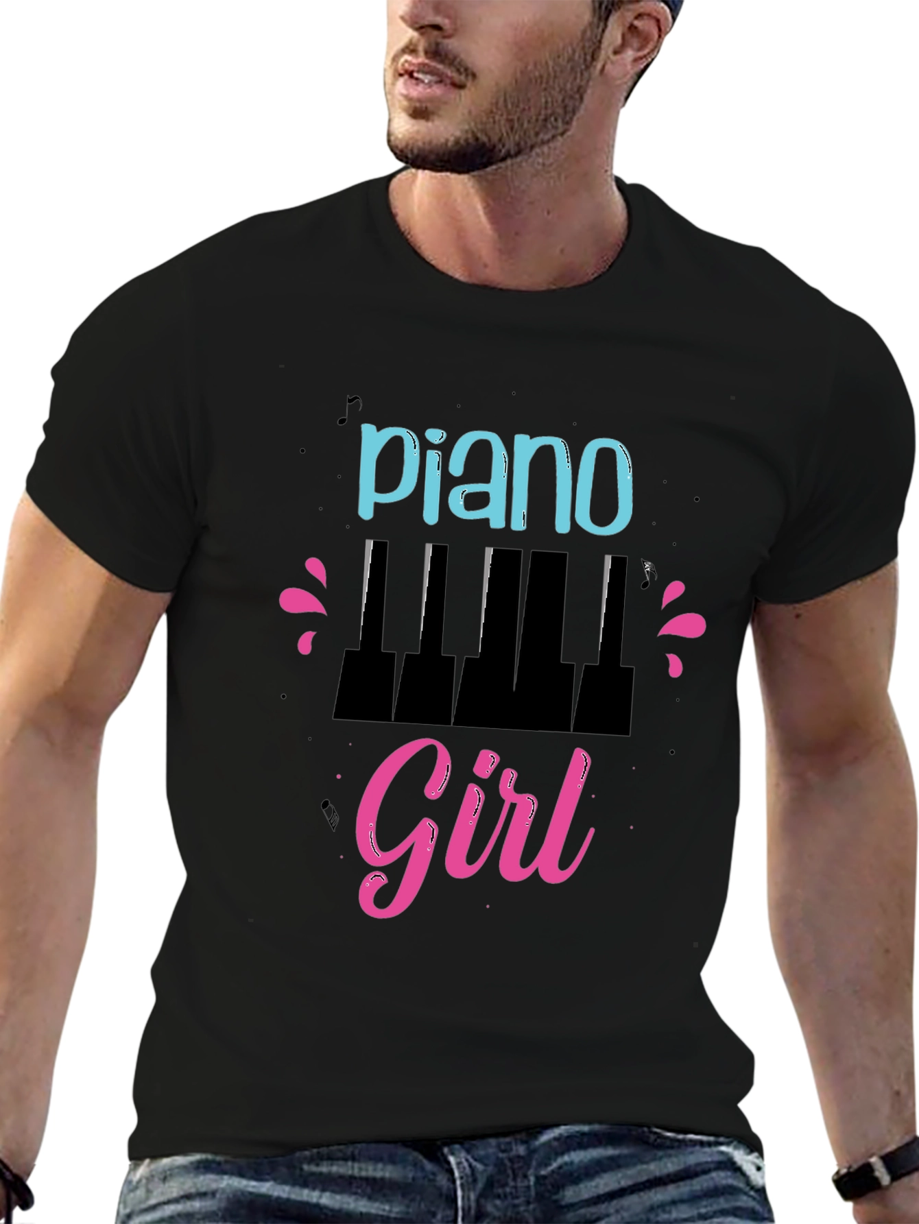 Piano Girl Graphic T-Shirt - Stylish Music Lover Tee