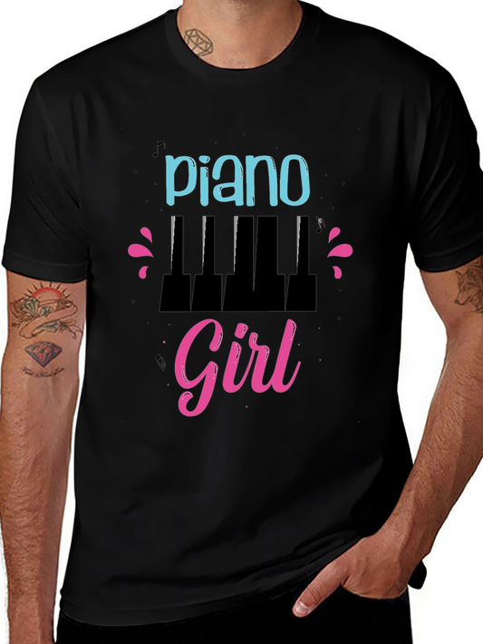 Piano Girl Graphic T-Shirt - Stylish Music Lover Tee