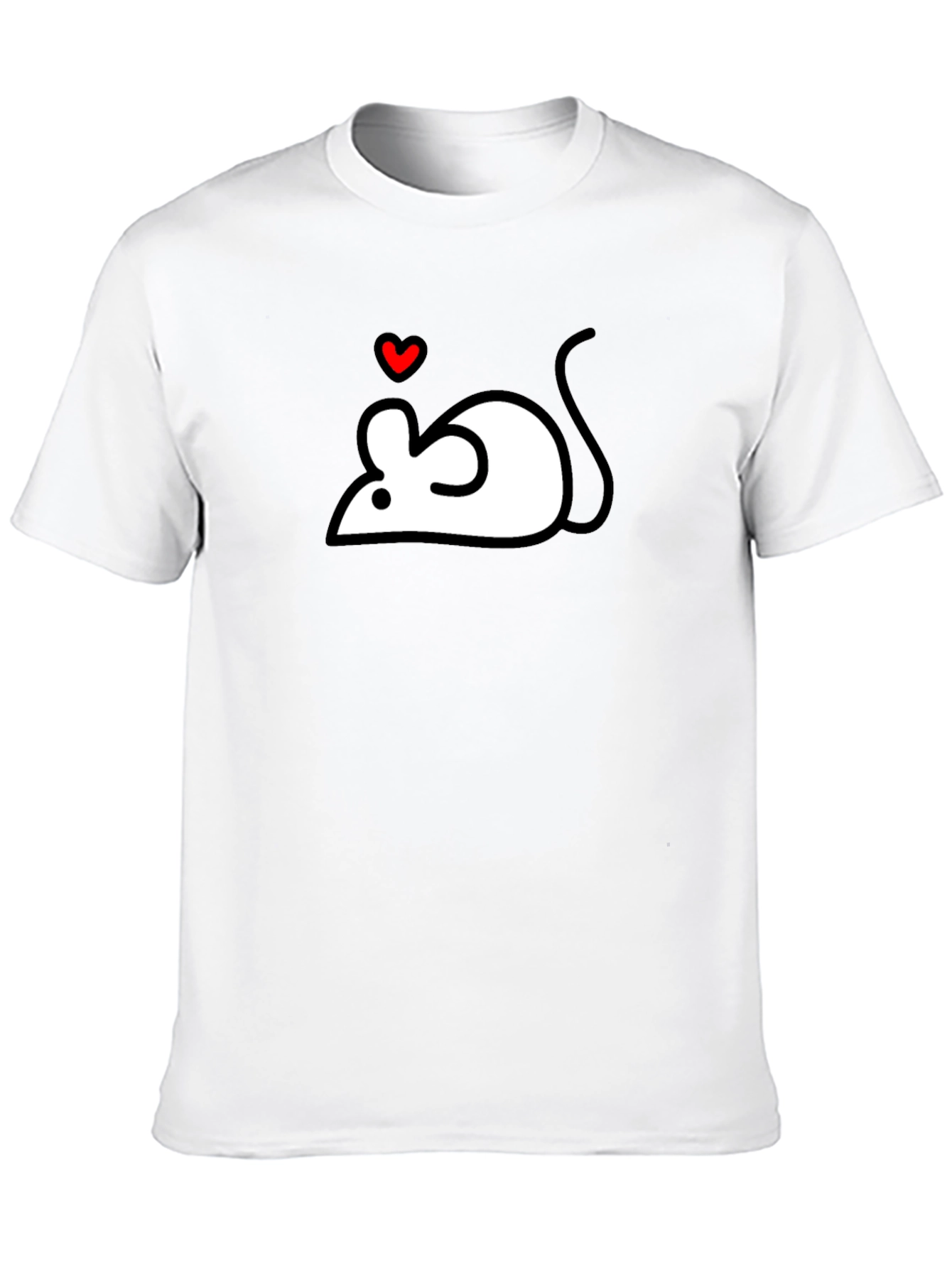 Cute Mouse Heart Graphic Black T-Shirt
