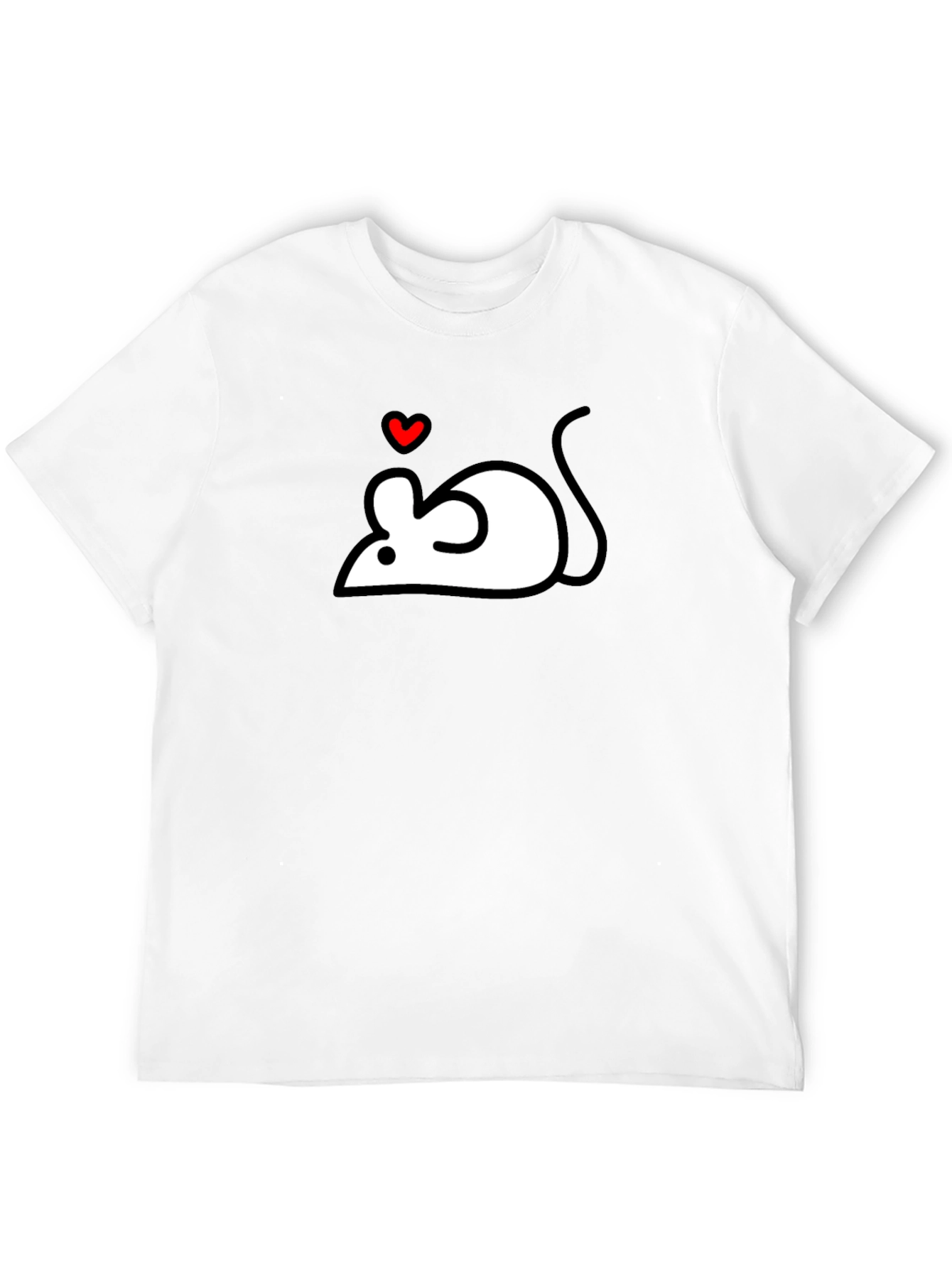 Cute Mouse Heart Graphic Black T-Shirt