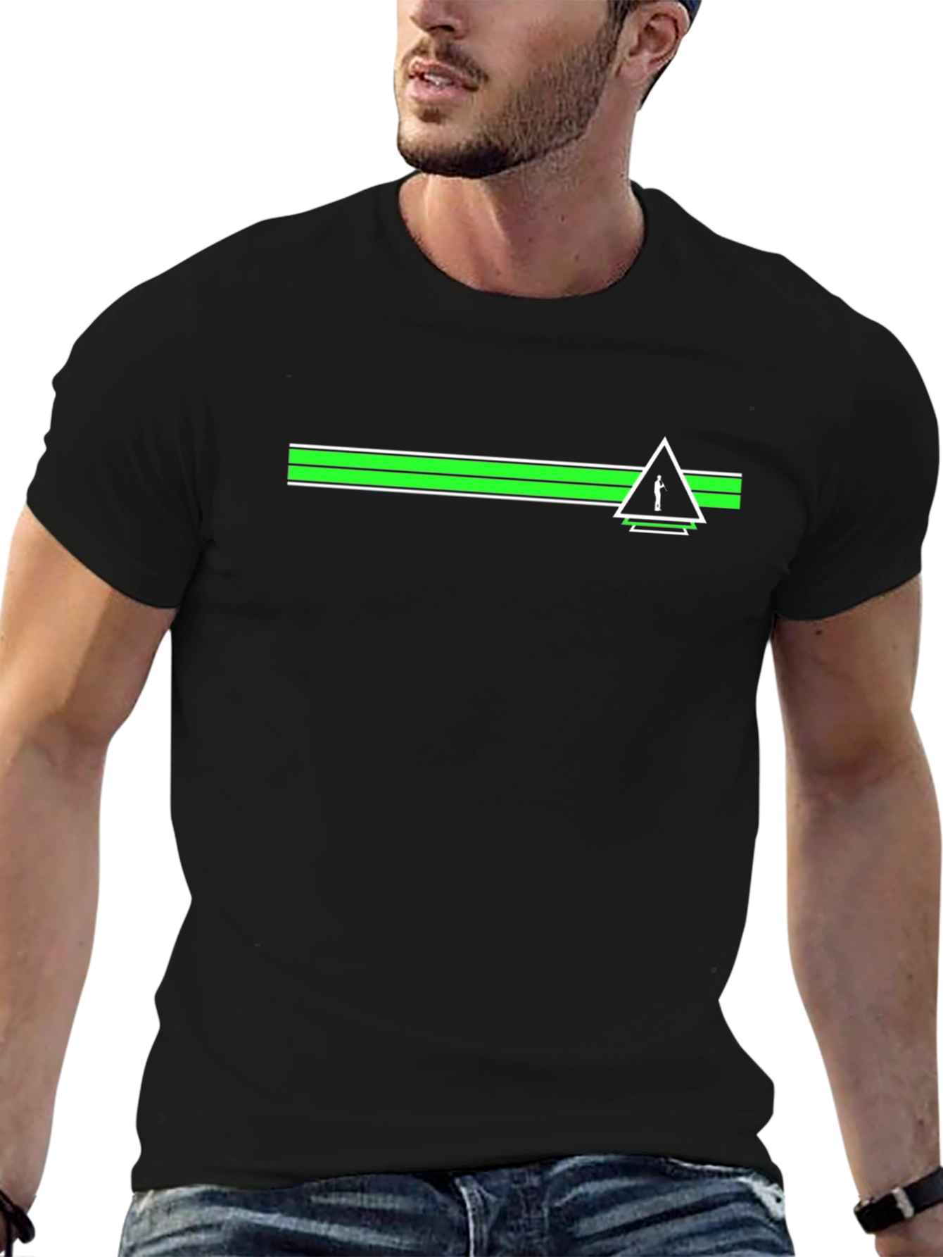 Modern Striped Graphic T-Shirt - Black