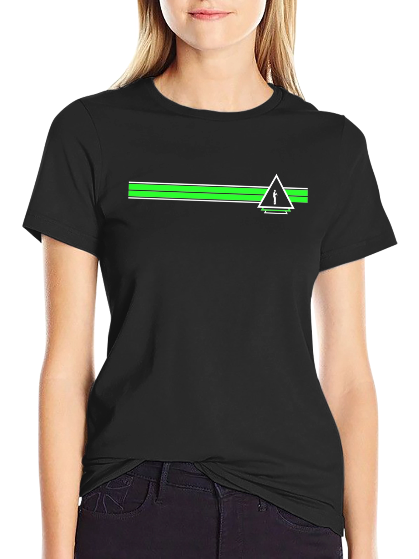 Modern Striped Graphic T-Shirt - Black