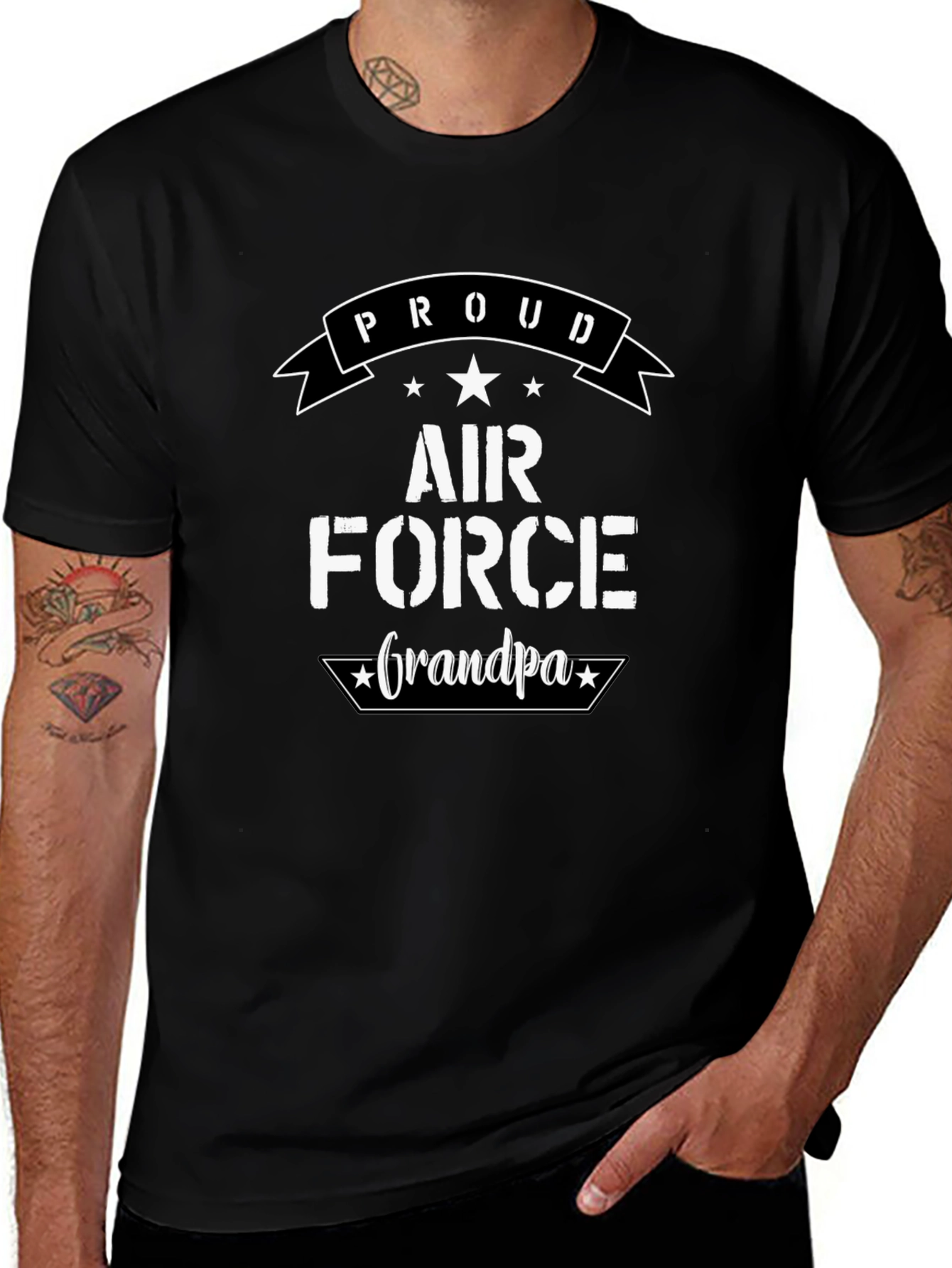 Proud Air Force Grandpa Black T-Shirt