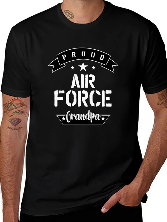 Proud Air Force Grandpa Black T-Shirt