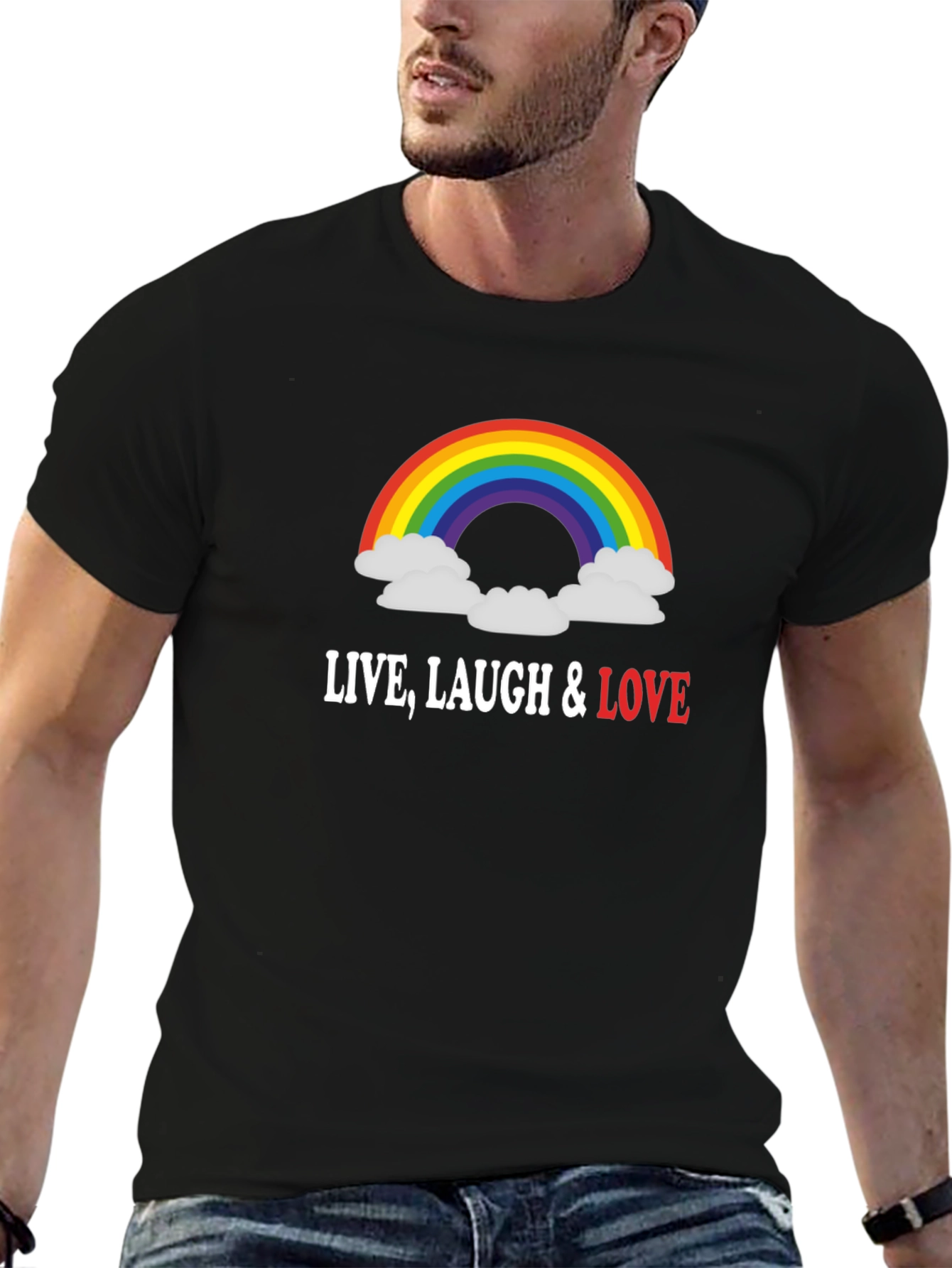 Rainbow Live Laugh Love Graphic T-Shirt