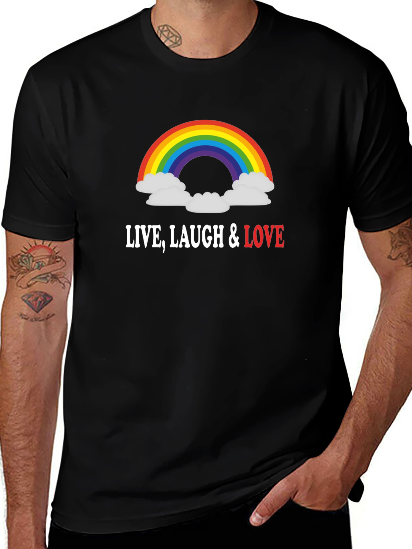 Rainbow Live Laugh Love Graphic T-Shirt