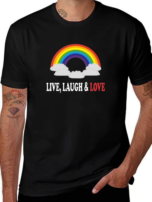 Rainbow Live Laugh Love Graphic T-Shirt