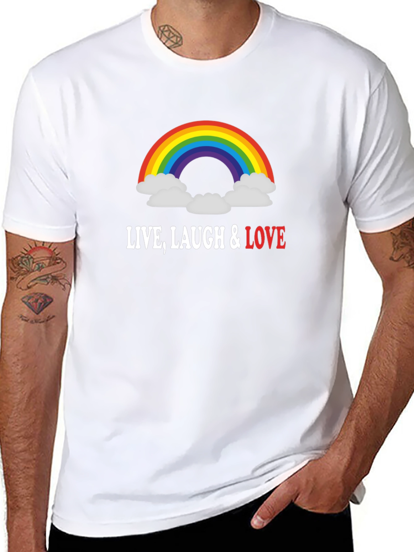 Rainbow Live Laugh Love Graphic T-Shirt