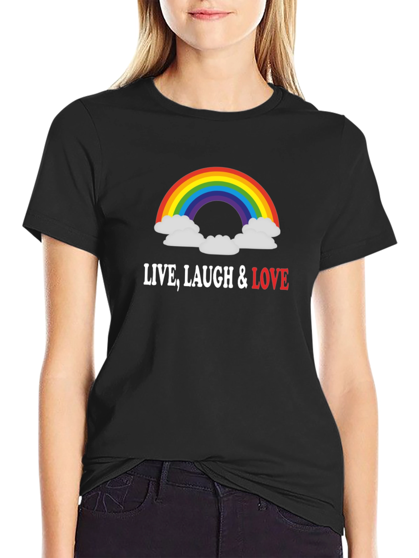 Rainbow Live Laugh Love Graphic T-Shirt