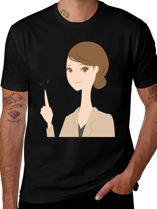 Woman Pointing T-Shirt - Black Graphic Tee