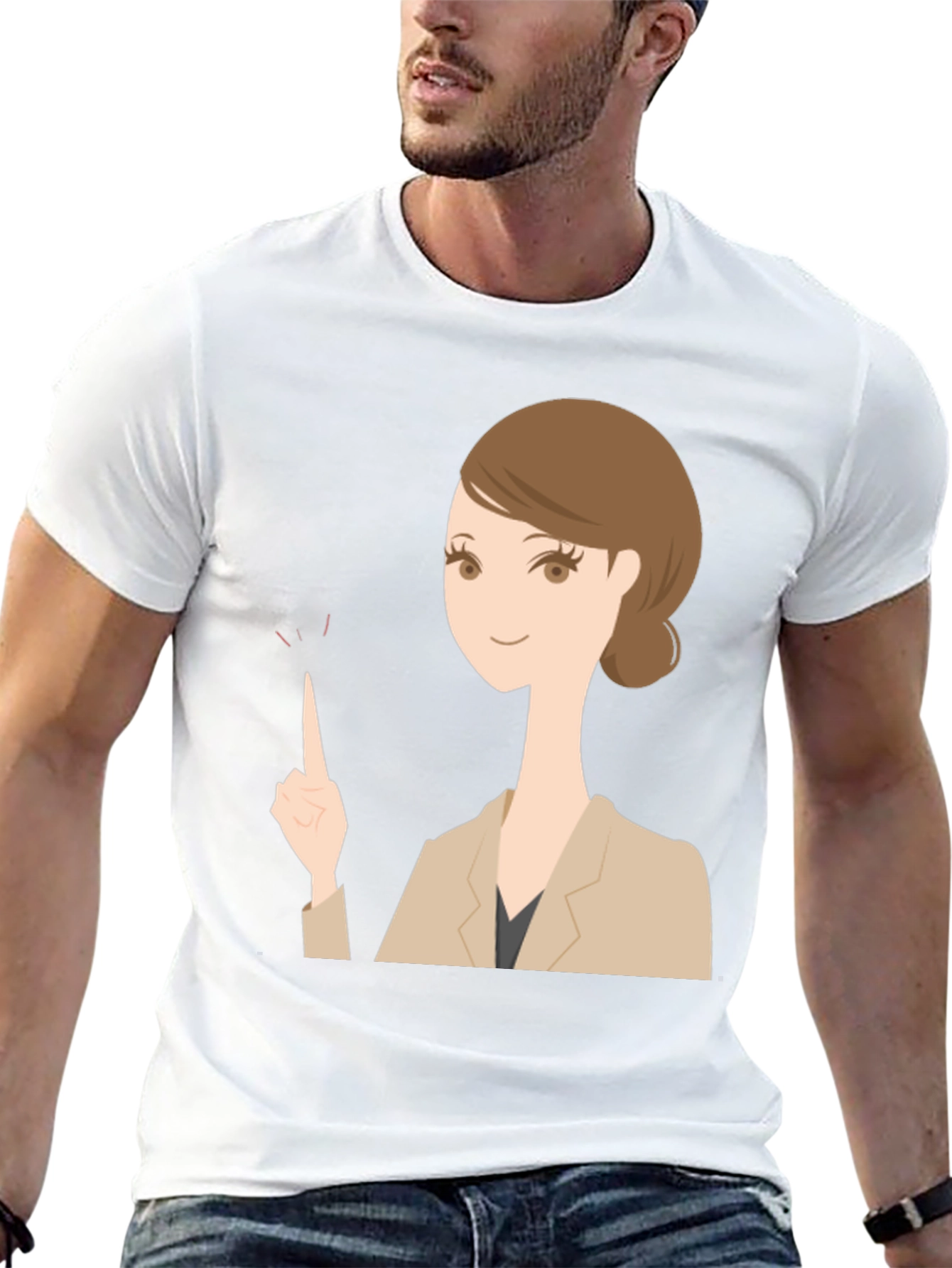 Woman Pointing T-Shirt - Black Graphic Tee