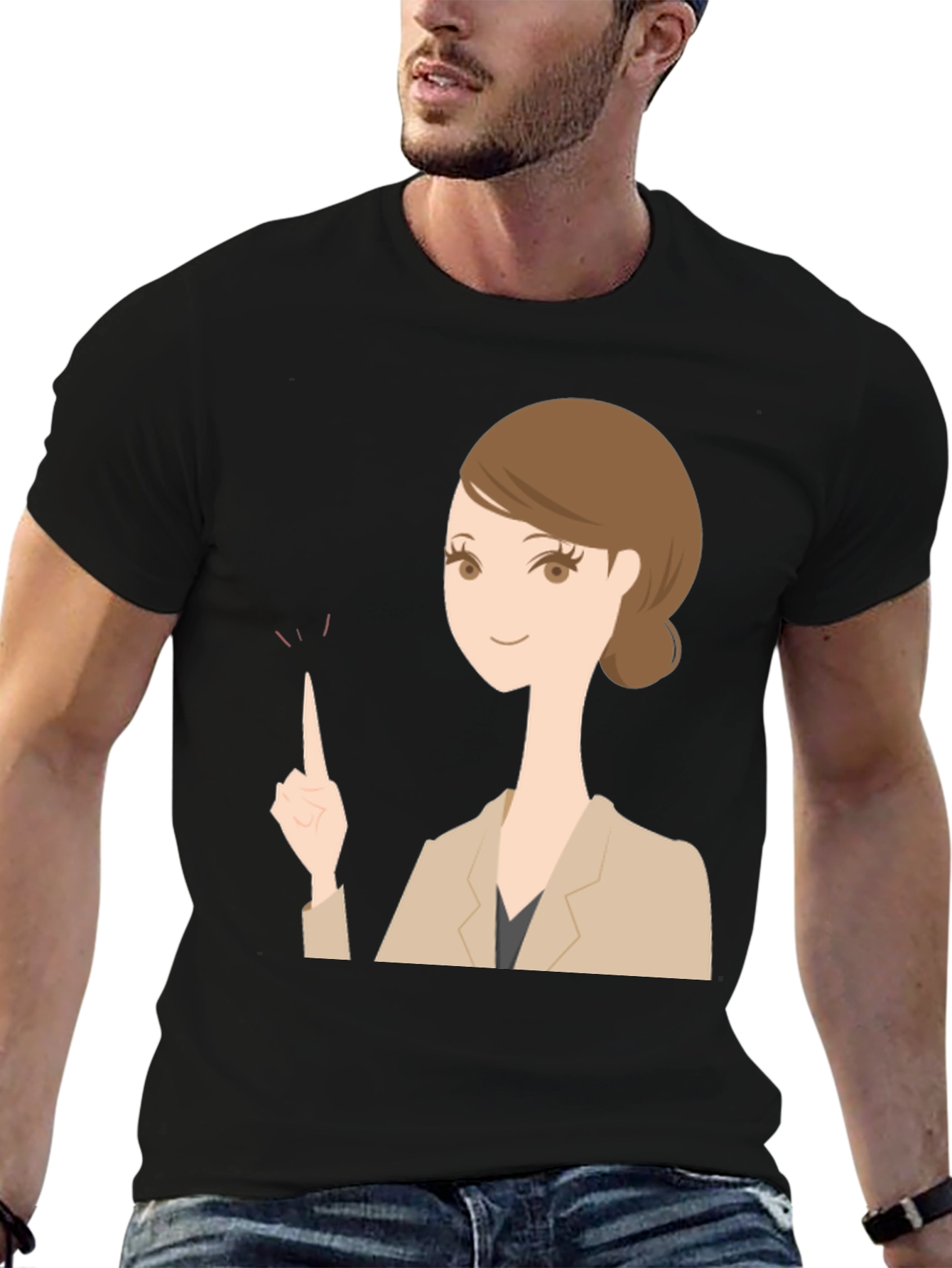 Woman Pointing T-Shirt - Black Graphic Tee