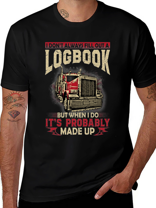 Funny Trucker Logbook T-Shirt - Made Up Design