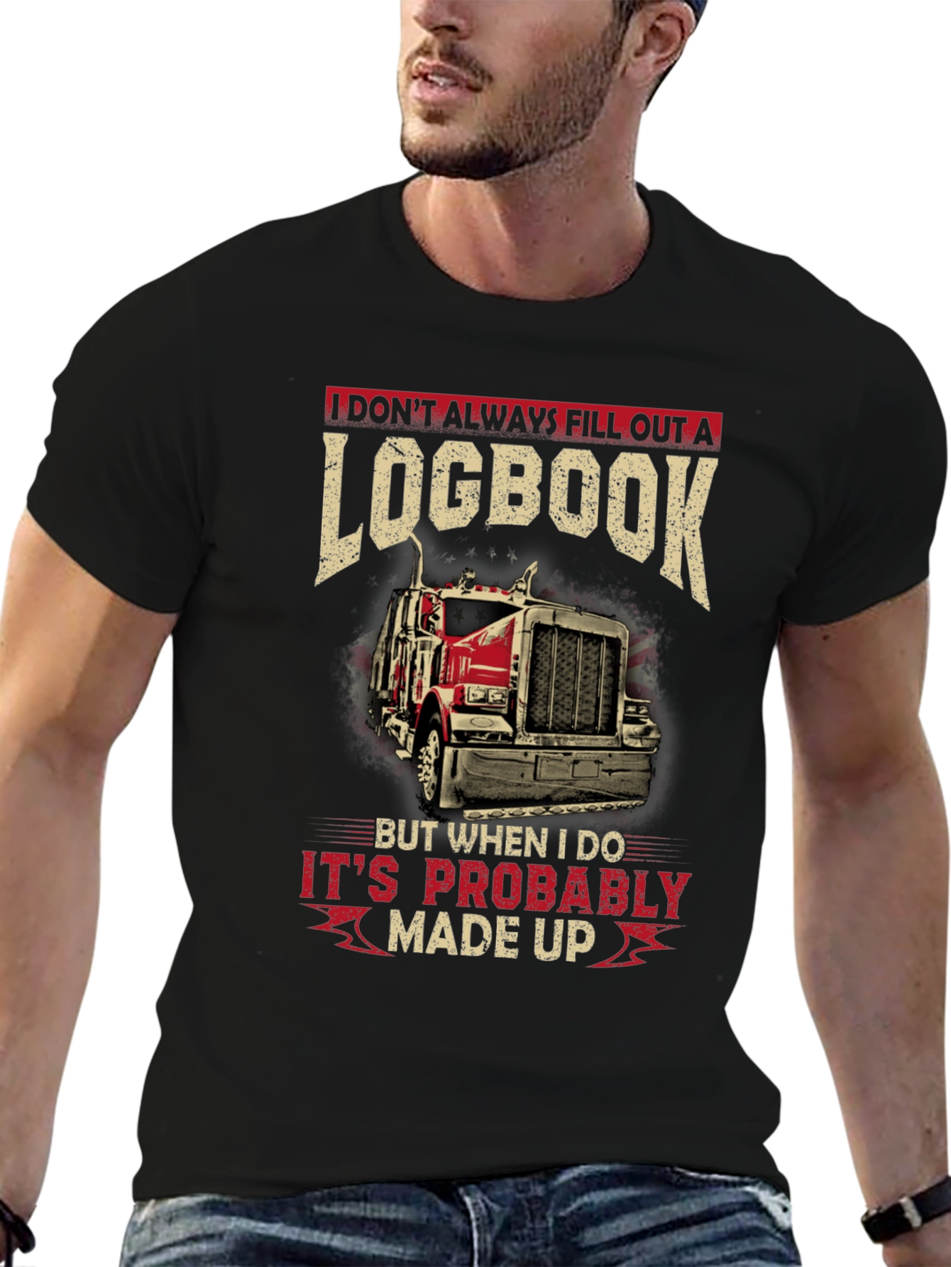 Funny Trucker Logbook T-Shirt - Made Up Design