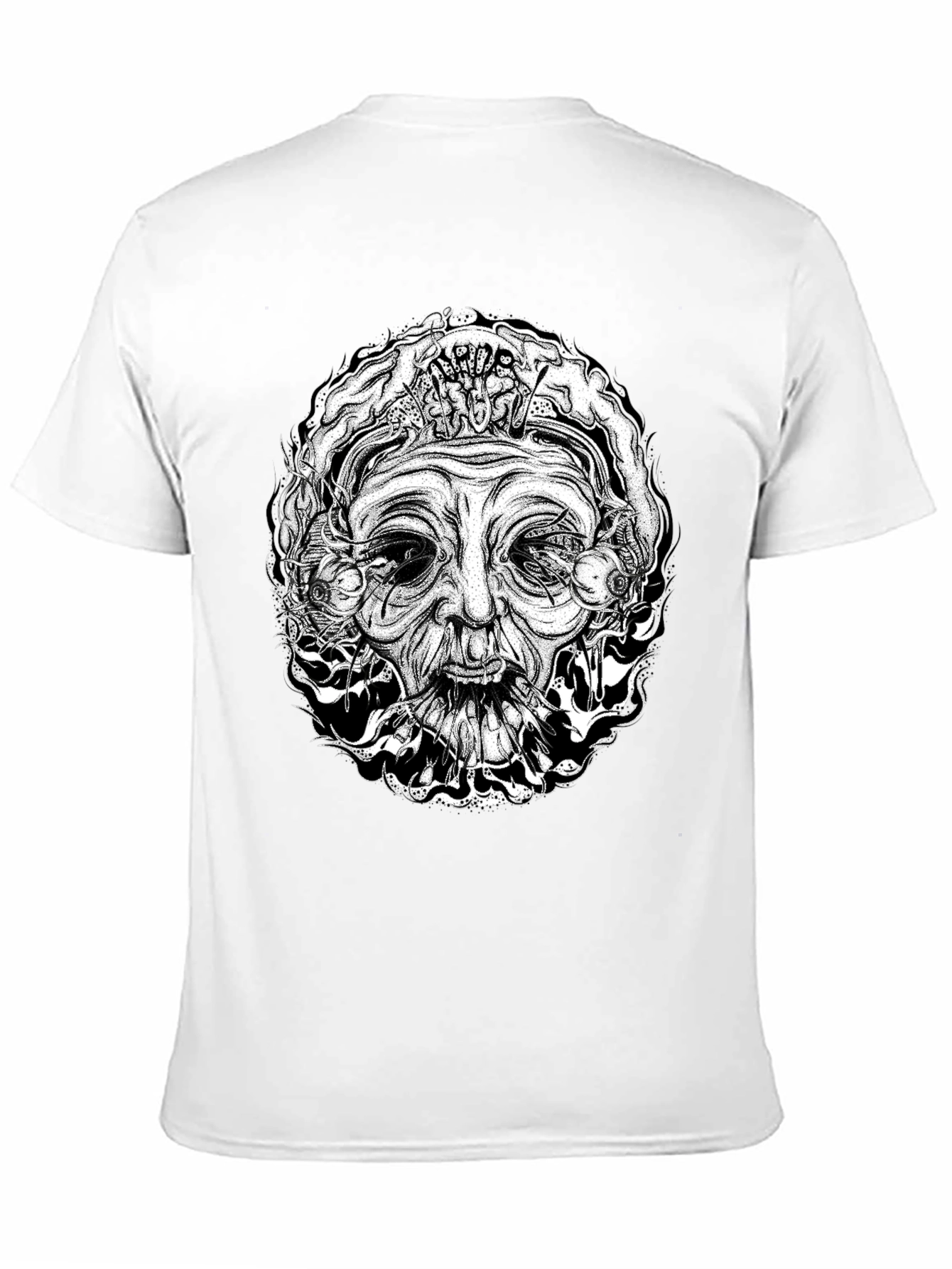Mystic Face Graphic T-Shirt - Black Cotton Tee
