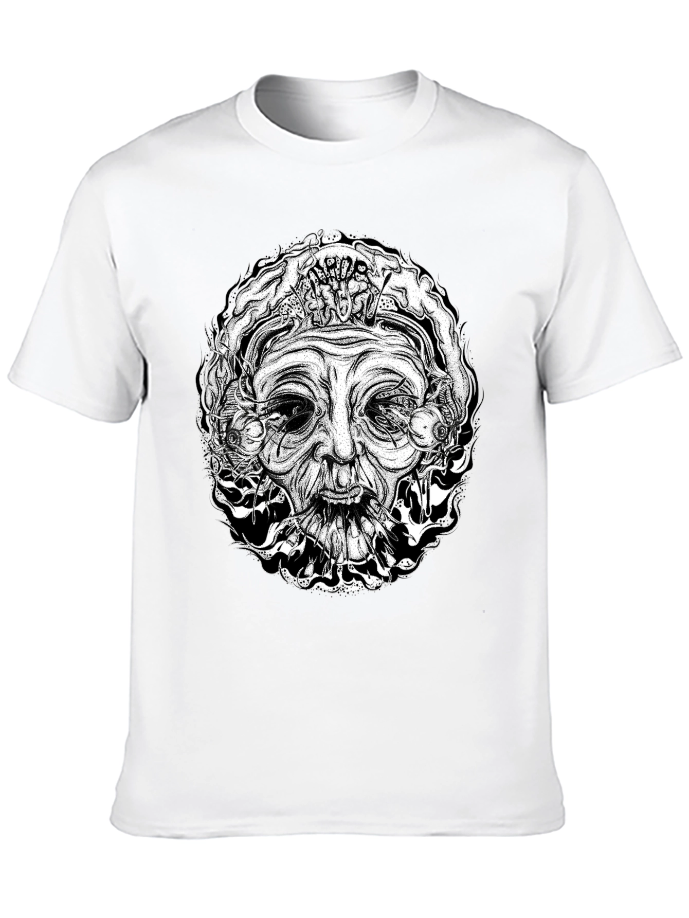 Mystic Face Graphic T-Shirt - Black Cotton Tee