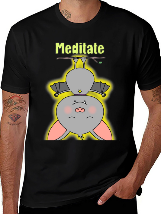 Meditate Bat Graphic Tee - Relaxed Fit
