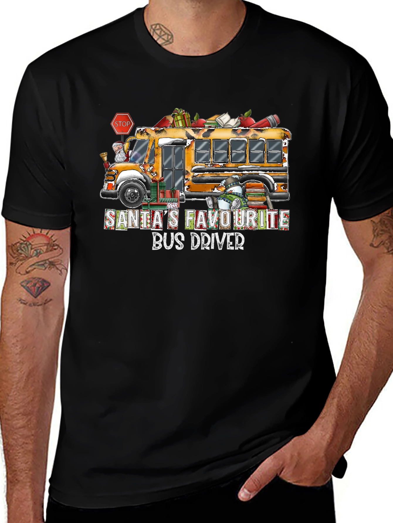 Santas Favorite Bus Driver T-Shirt Christmas