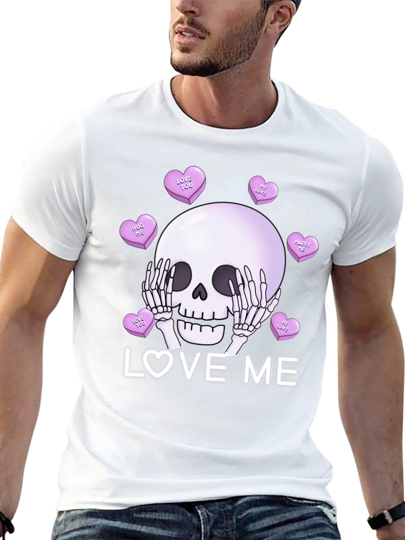 Love Me Skull Tee - Valentines Day Skeleton Shirt