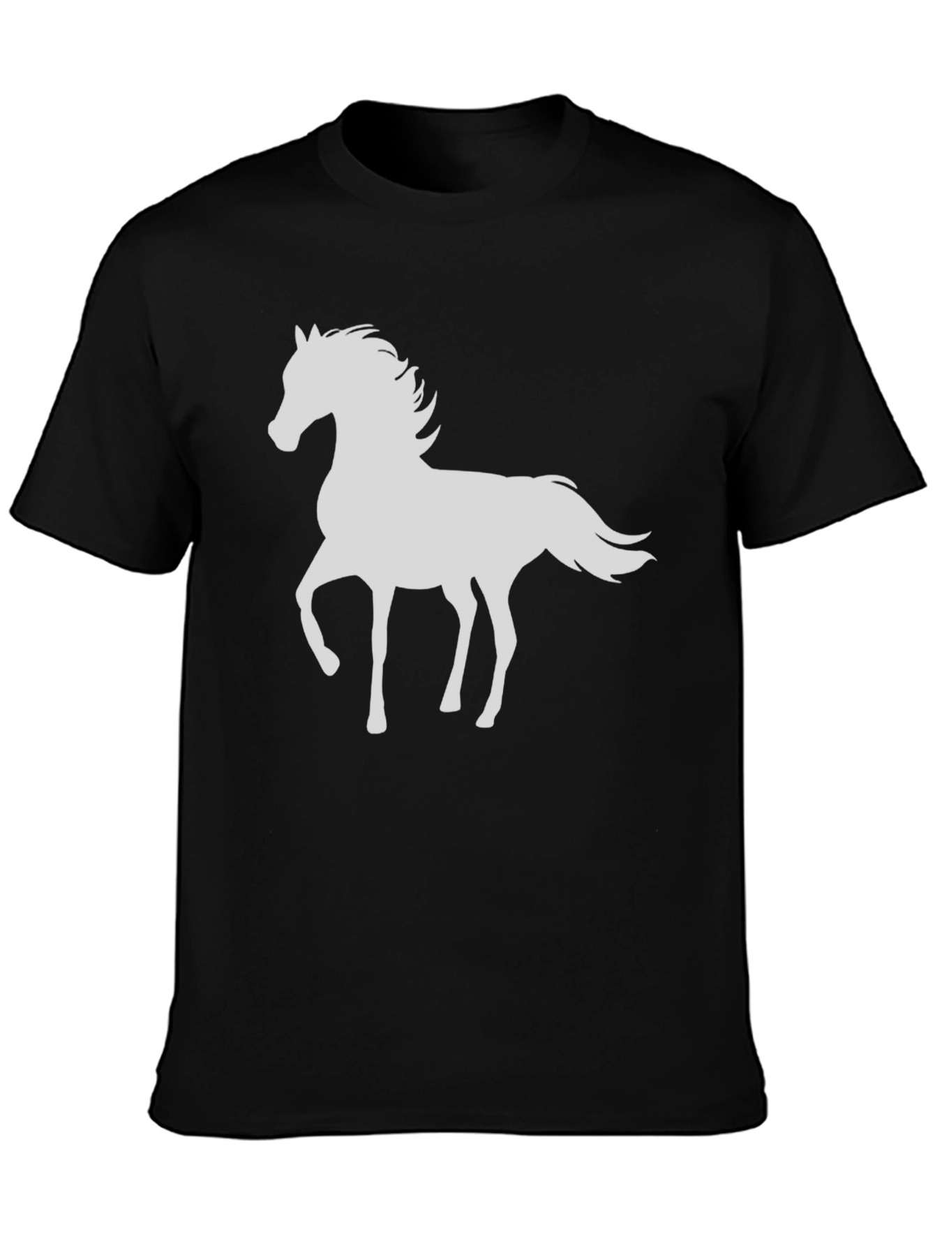 Horse Graphic Tee - Black Cotton T-Shirt