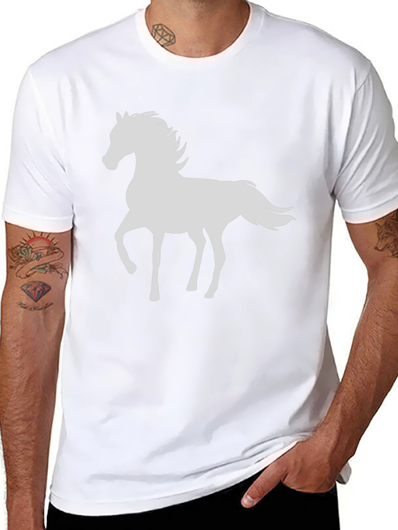 Horse Graphic Tee - Black Cotton T-Shirt