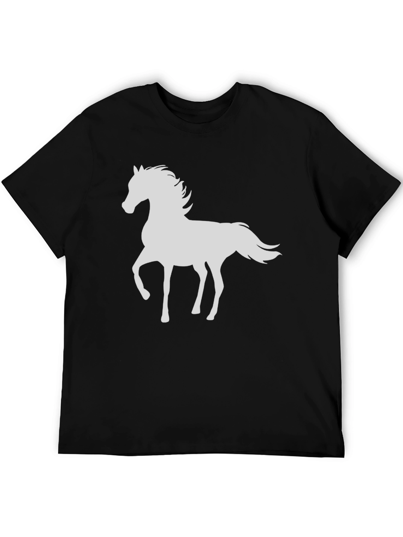 Horse Graphic Tee - Black Cotton T-Shirt