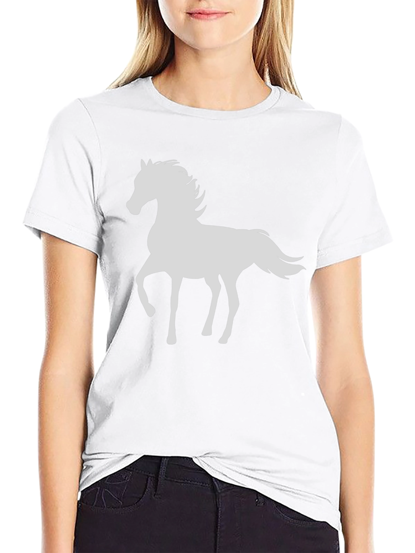 Horse Graphic Tee - Black Cotton T-Shirt