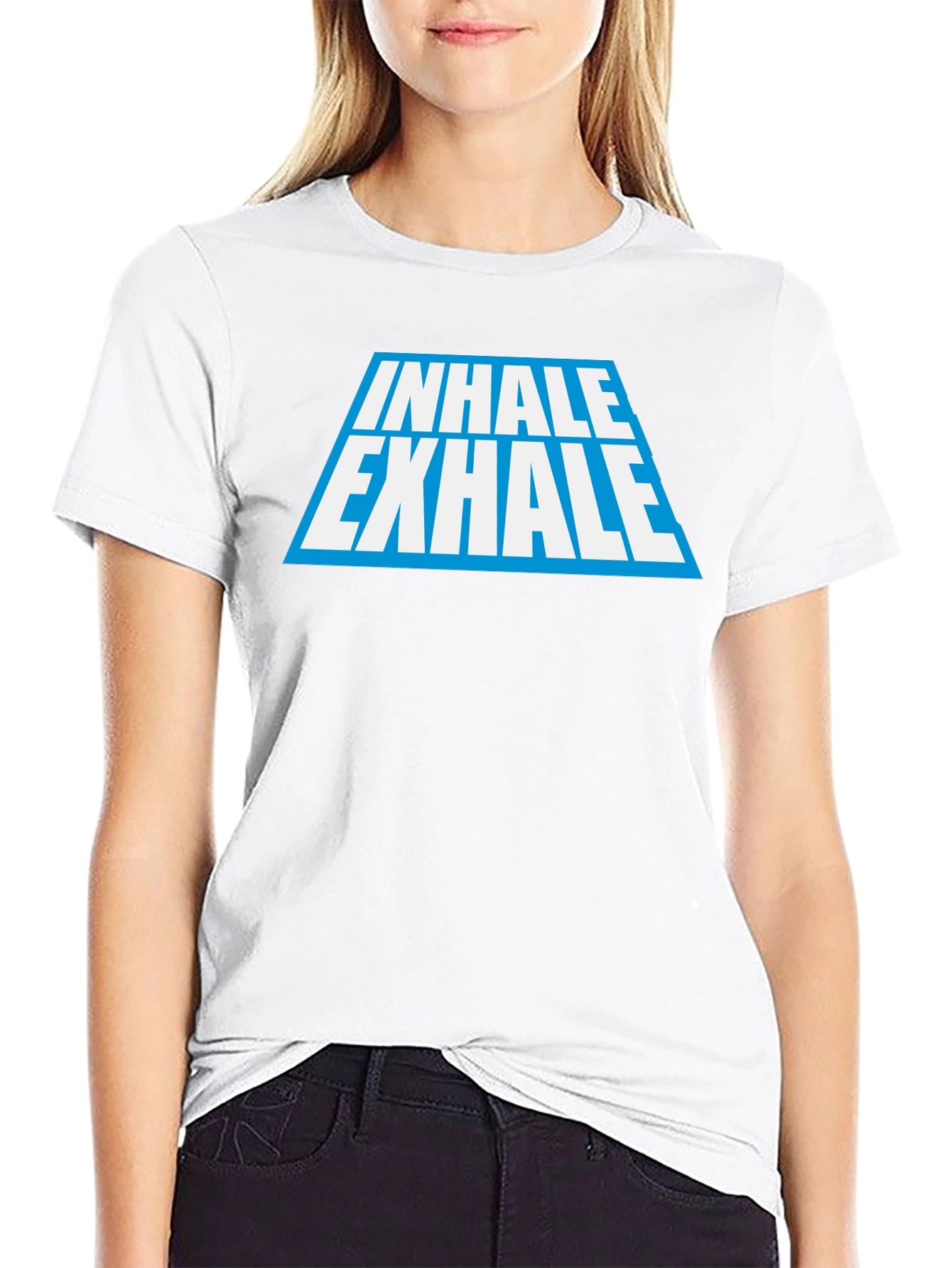 Inhale Exhale Graphic Tee - Black Cotton Blend