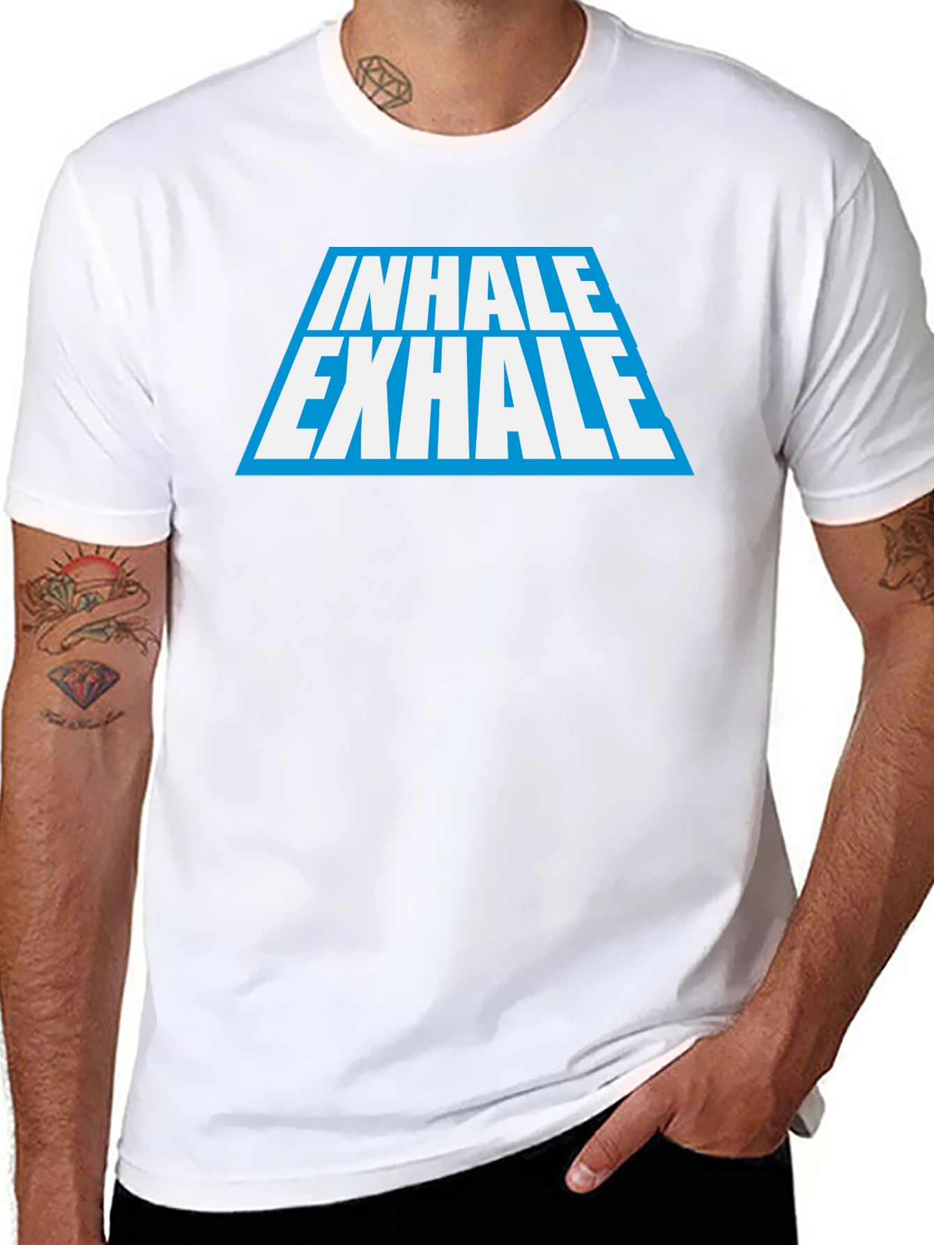 Inhale Exhale Graphic Tee - Black Cotton Blend