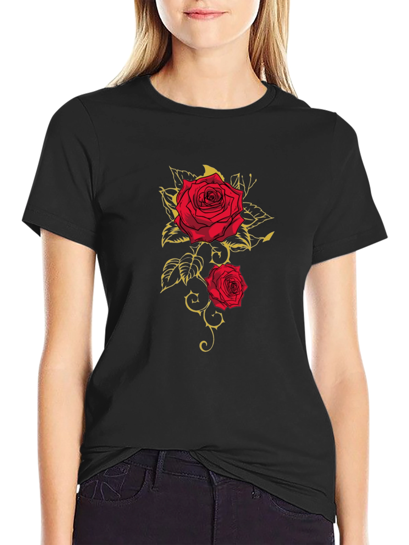Rose Graphic T-Shirt - Classic Black Tee