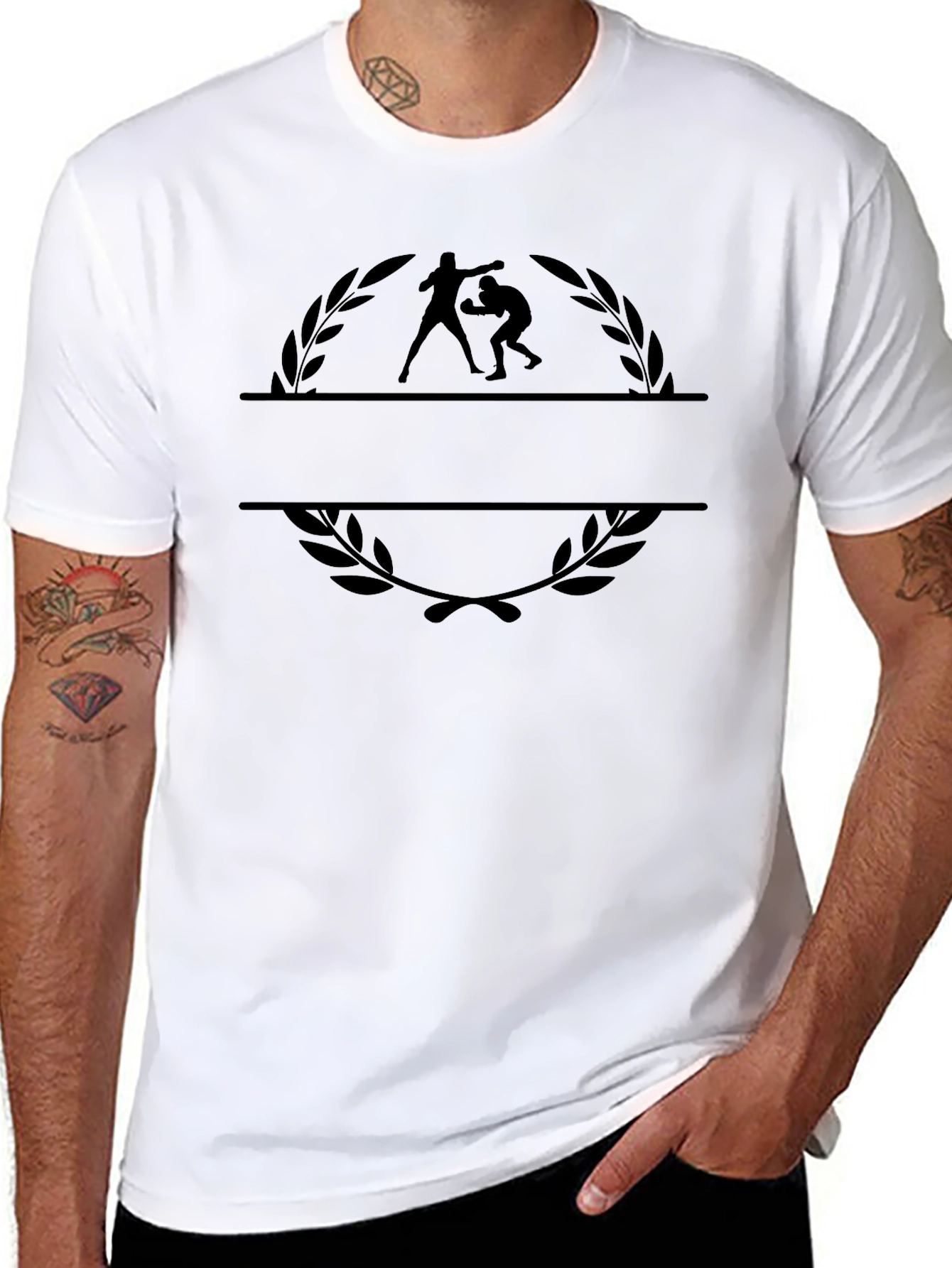 Wrestling Graphic Print Black T-Shirt
