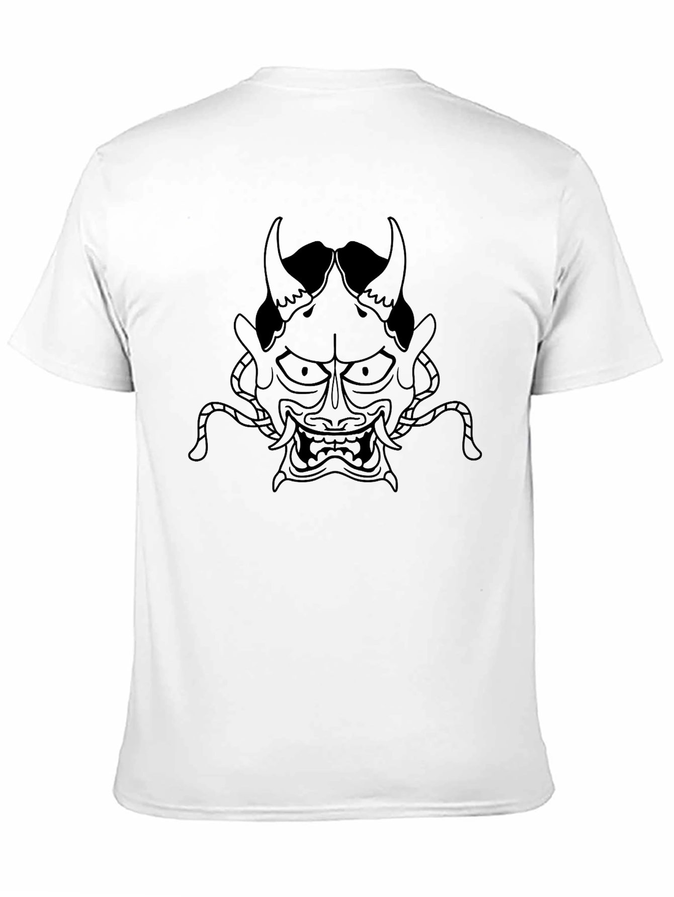 Mens Black T-Shirt with Oni Mask Design