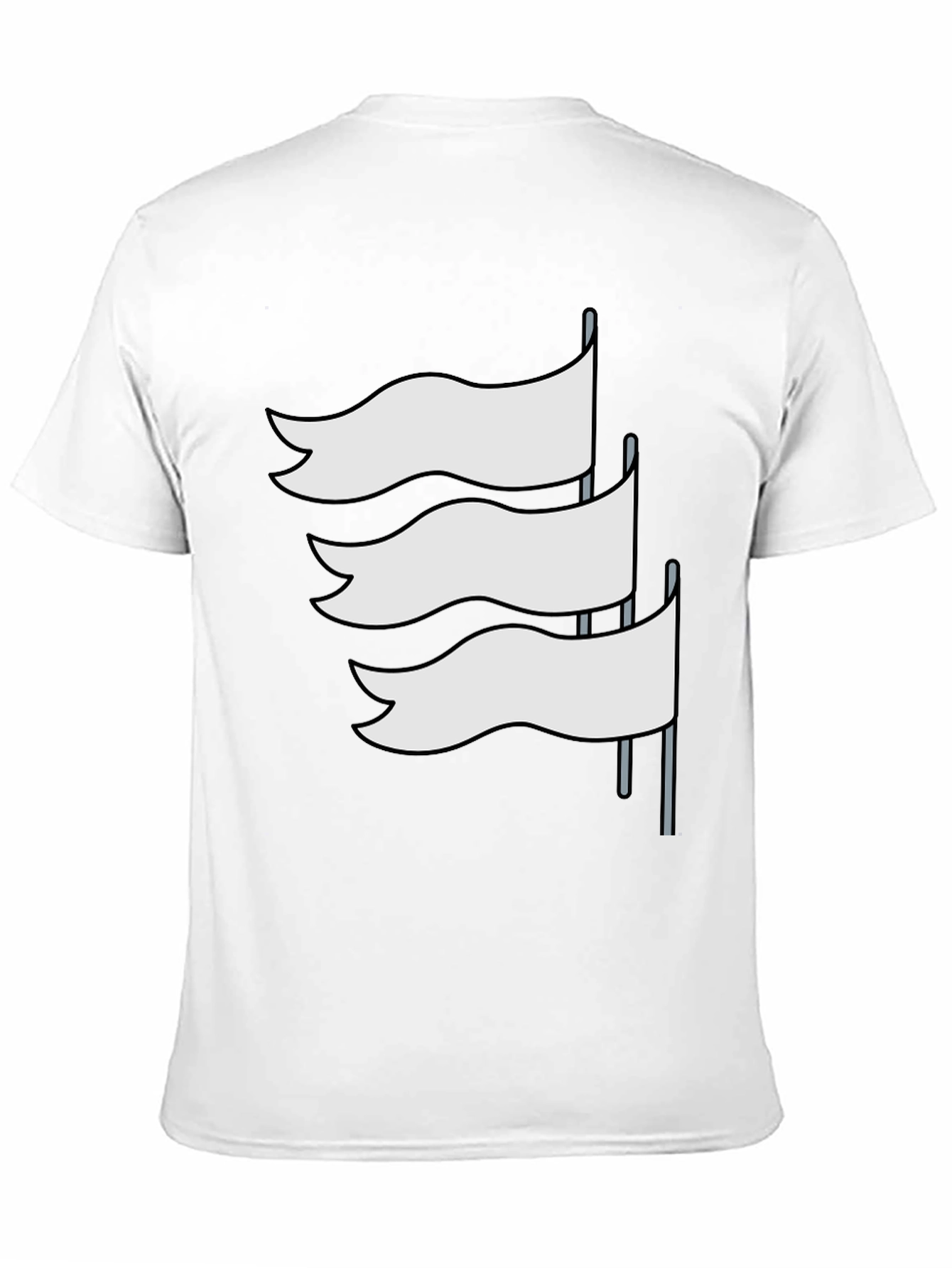Black T-Shirt with White Flag Graphic Design